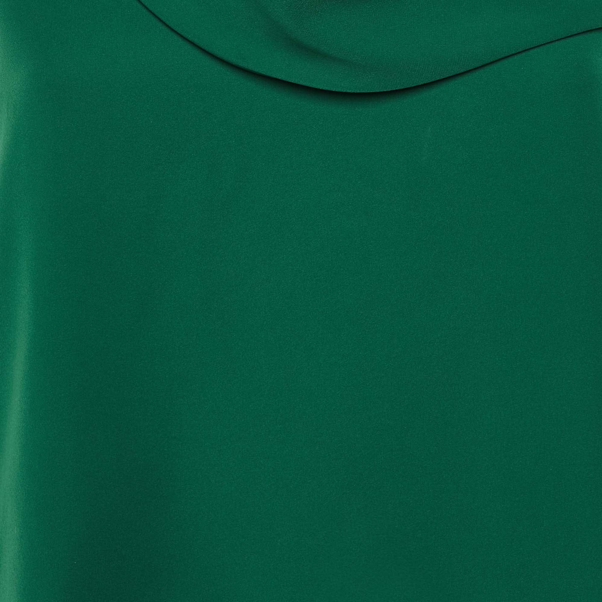 Ch Carolina Herrera Green Crepe Drape Neck Top