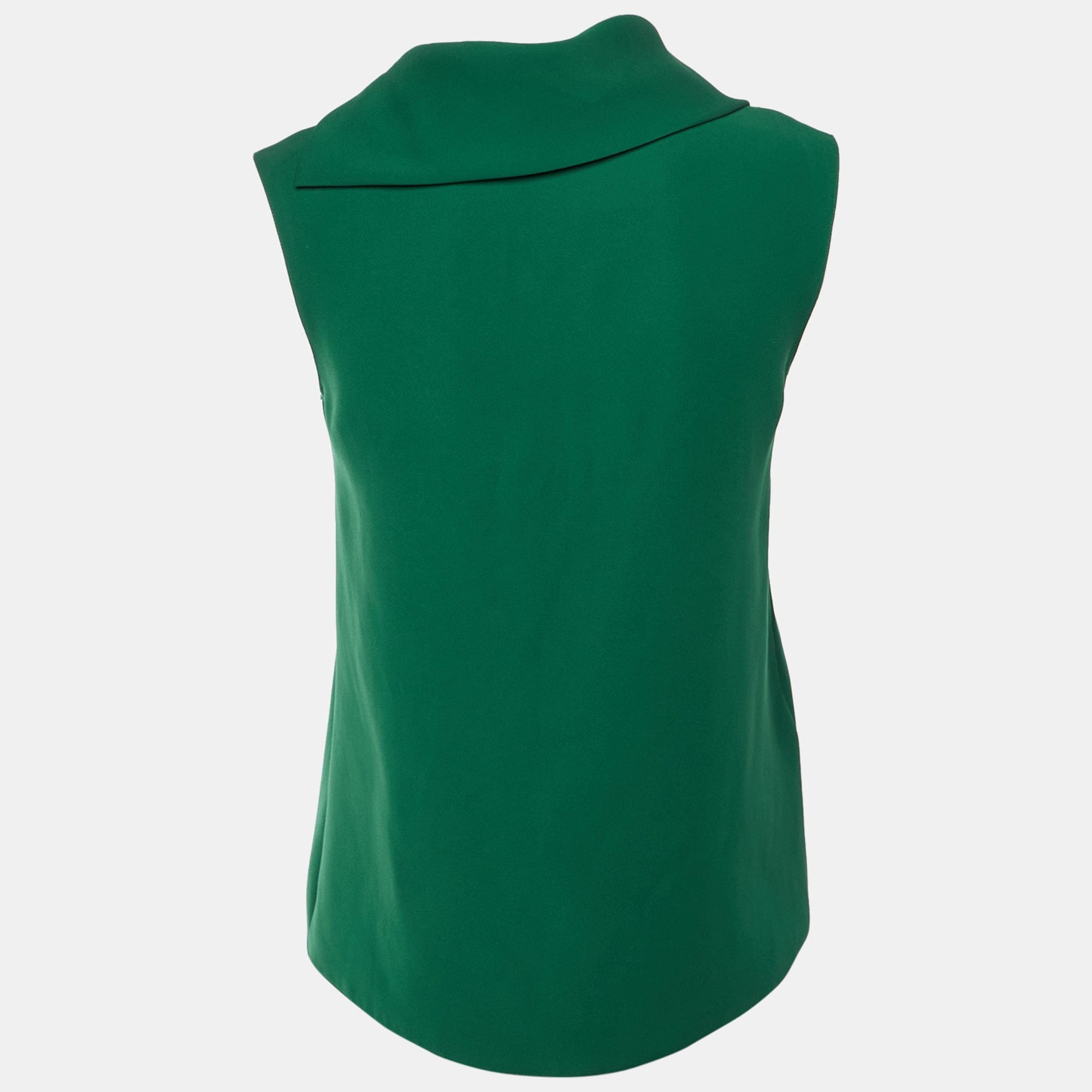 Ch Carolina Herrera Green Crepe Drape Neck Top