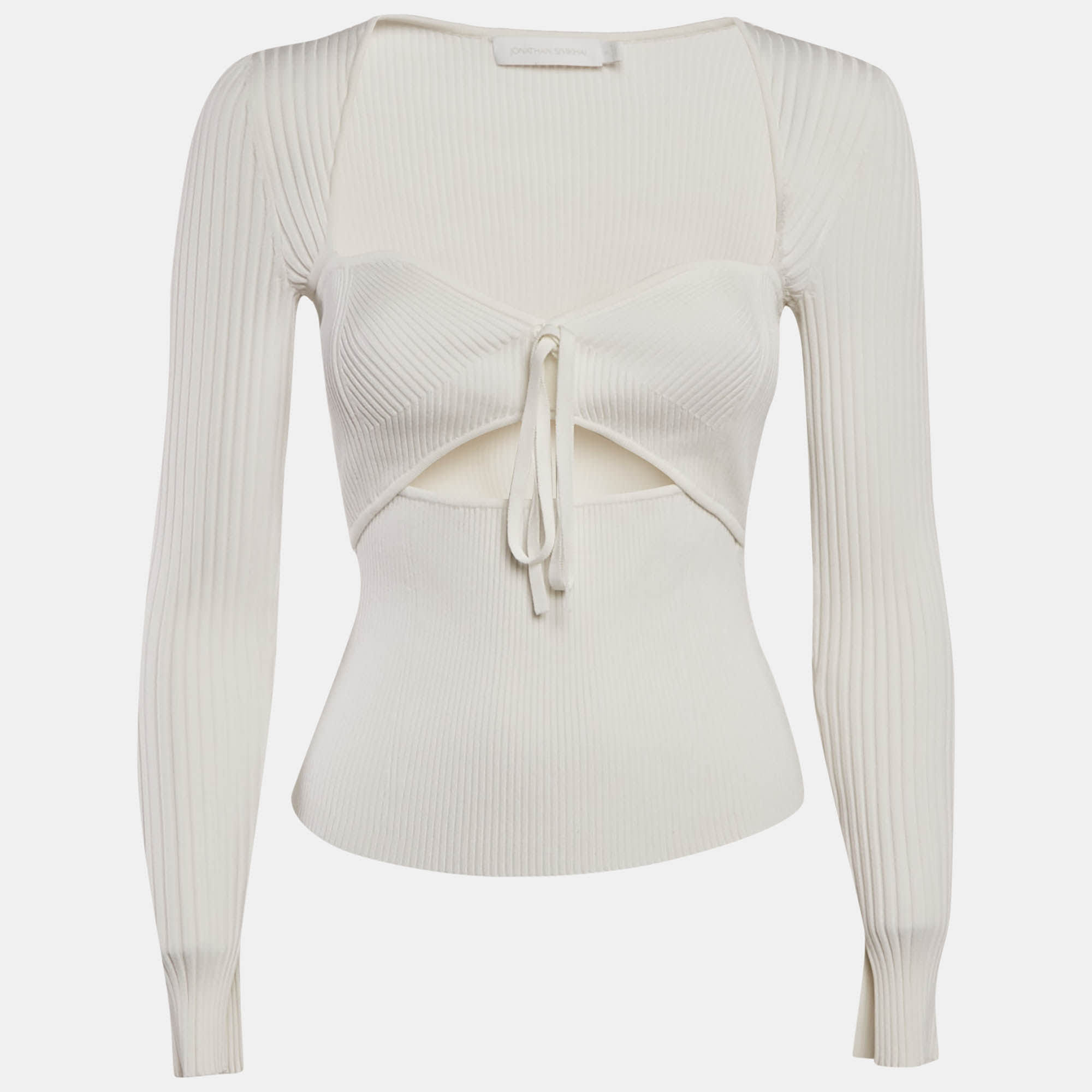 Jonathan Simkhai White Rib Knit Cut - Out Alexia Top