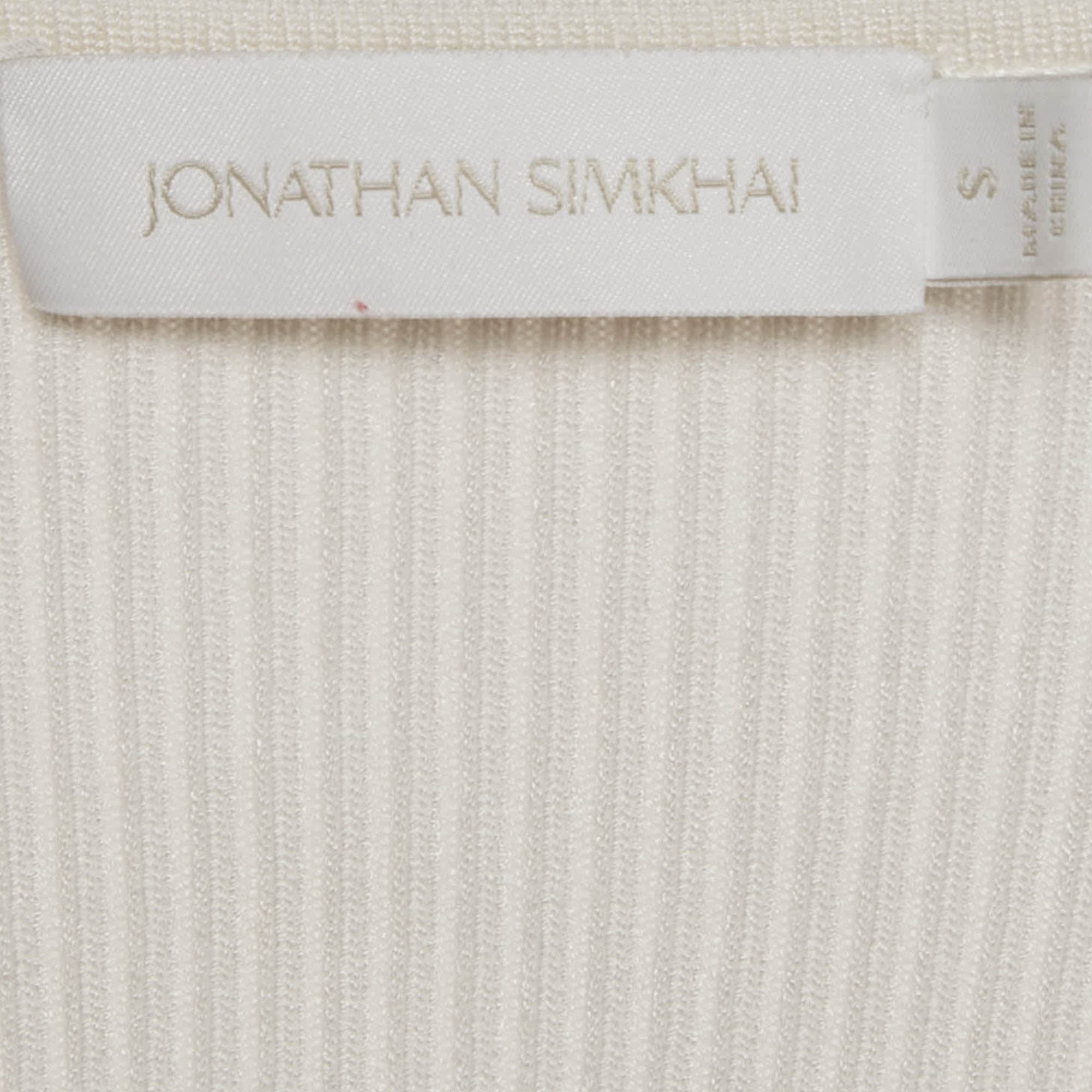 Jonathan Simkhai White Rib Knit Cut - Out Alexia Top