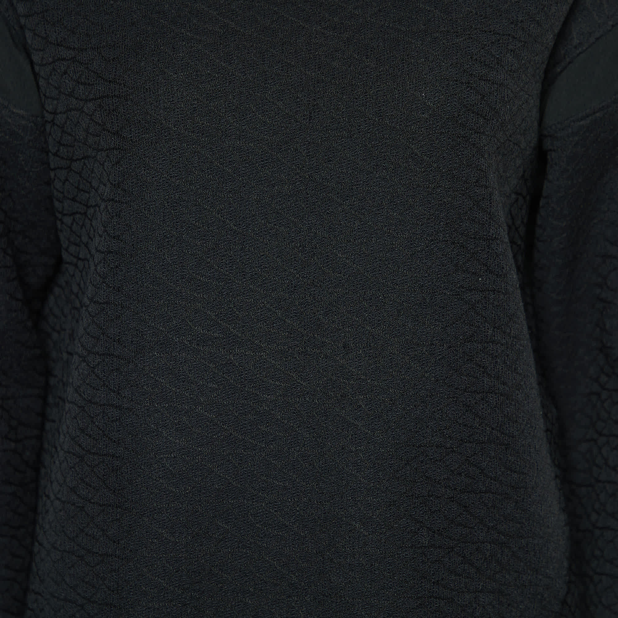 BLEND Black Textured Cotton Blend Split Back Detail Top