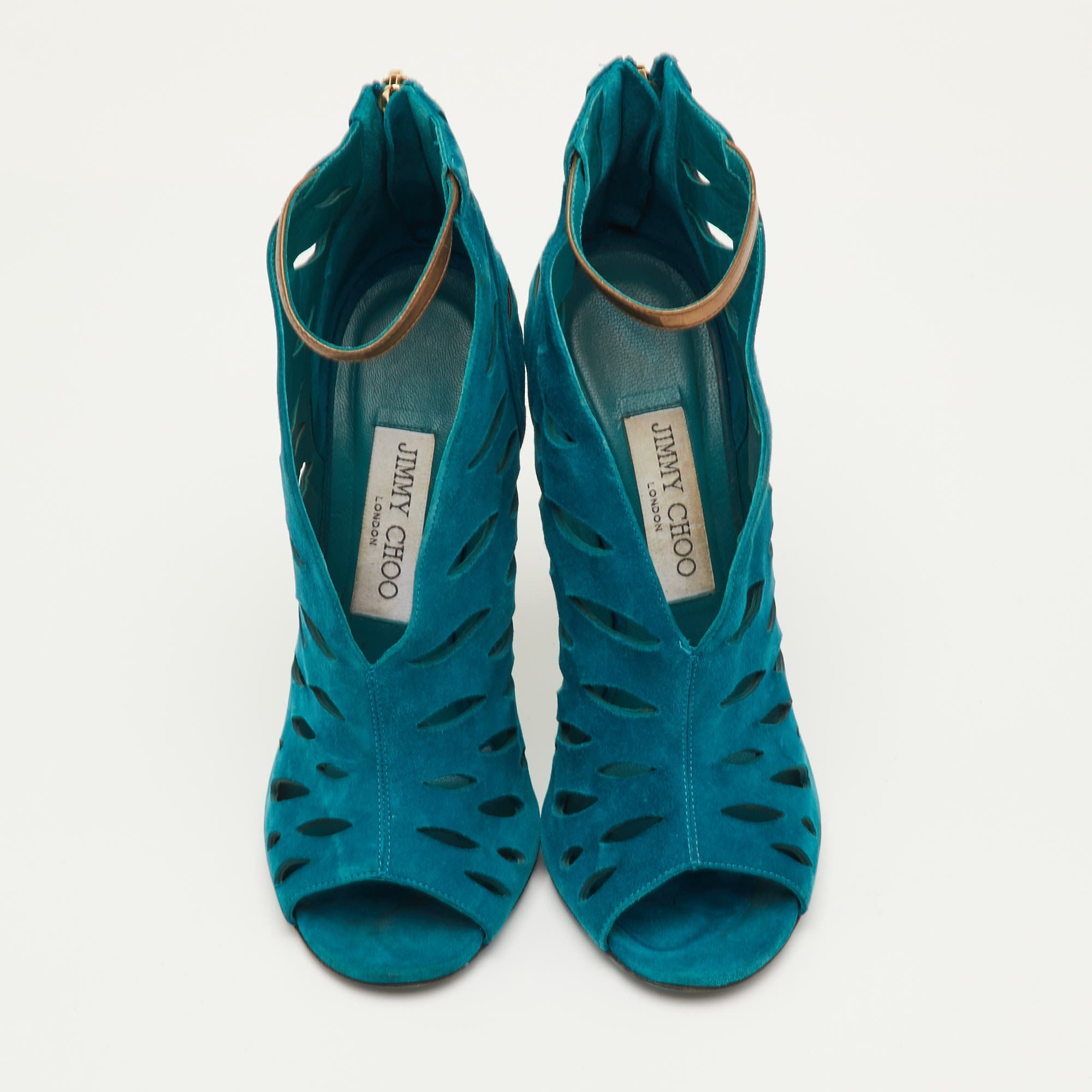 Blue Size 37 Teal Blue Cutout Suede Tamber Ankle Strap Booties