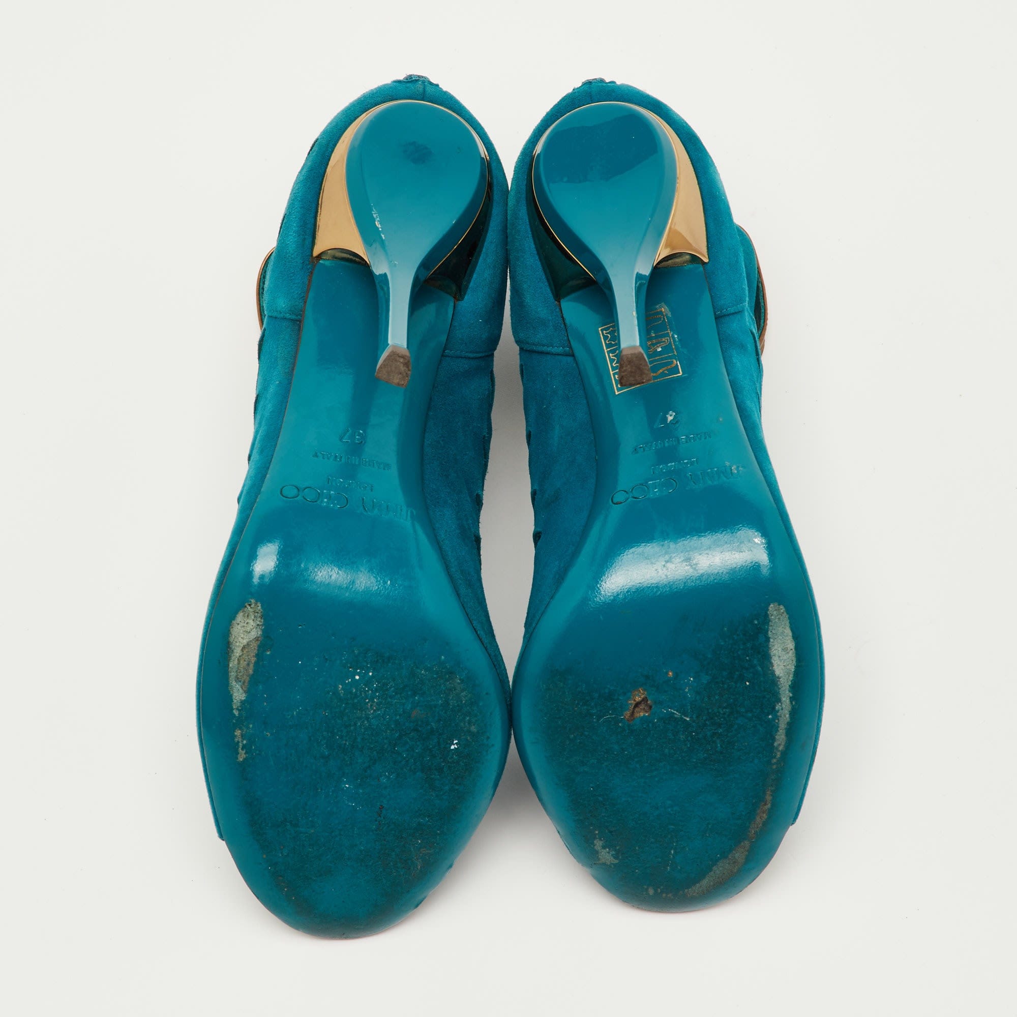 Blue Size 37 Teal Blue Cutout Suede Tamber Ankle Strap Booties