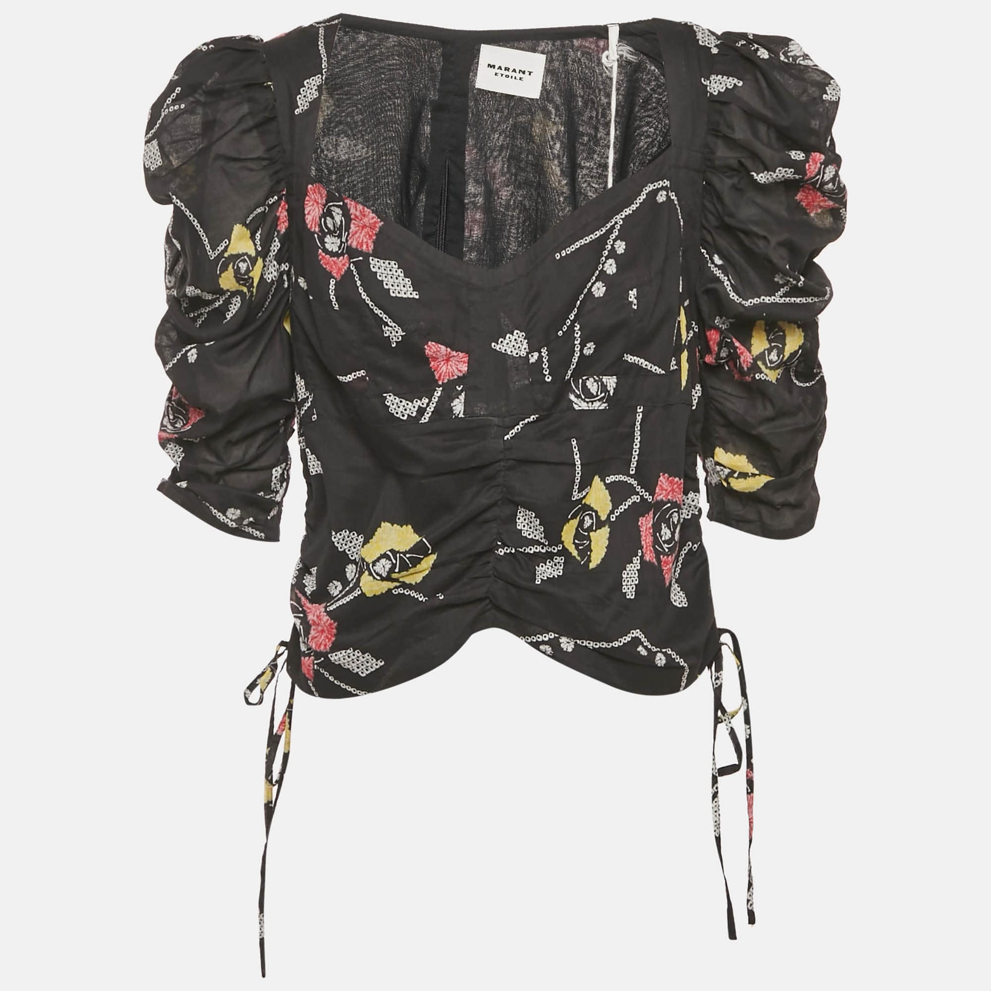 Etoile Black Printed Cotton Galaor Top Xl