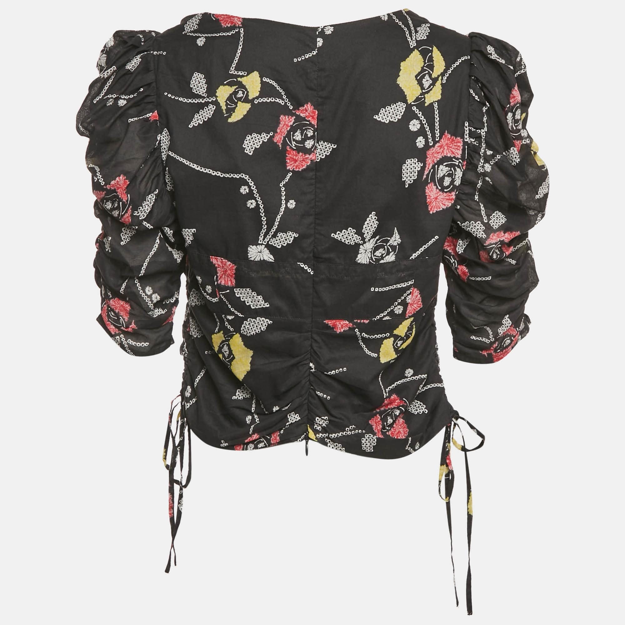 Etoile Black Printed Cotton Galaor Top Xl