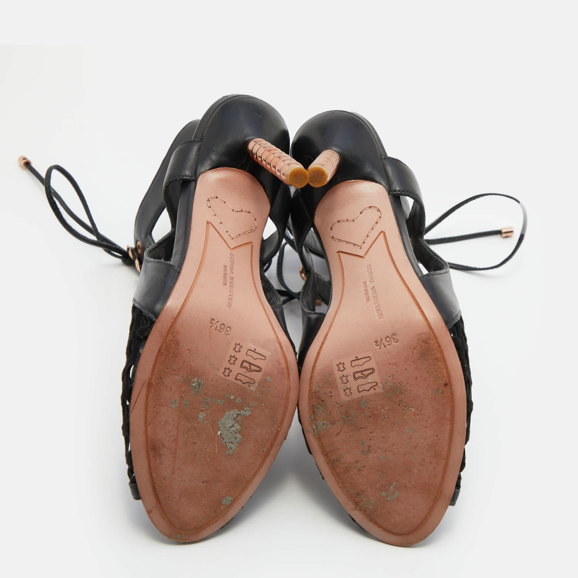 Sophia Webster Black Suede And Leather Jetta Ankle Tie Up Peep Toe Sandals