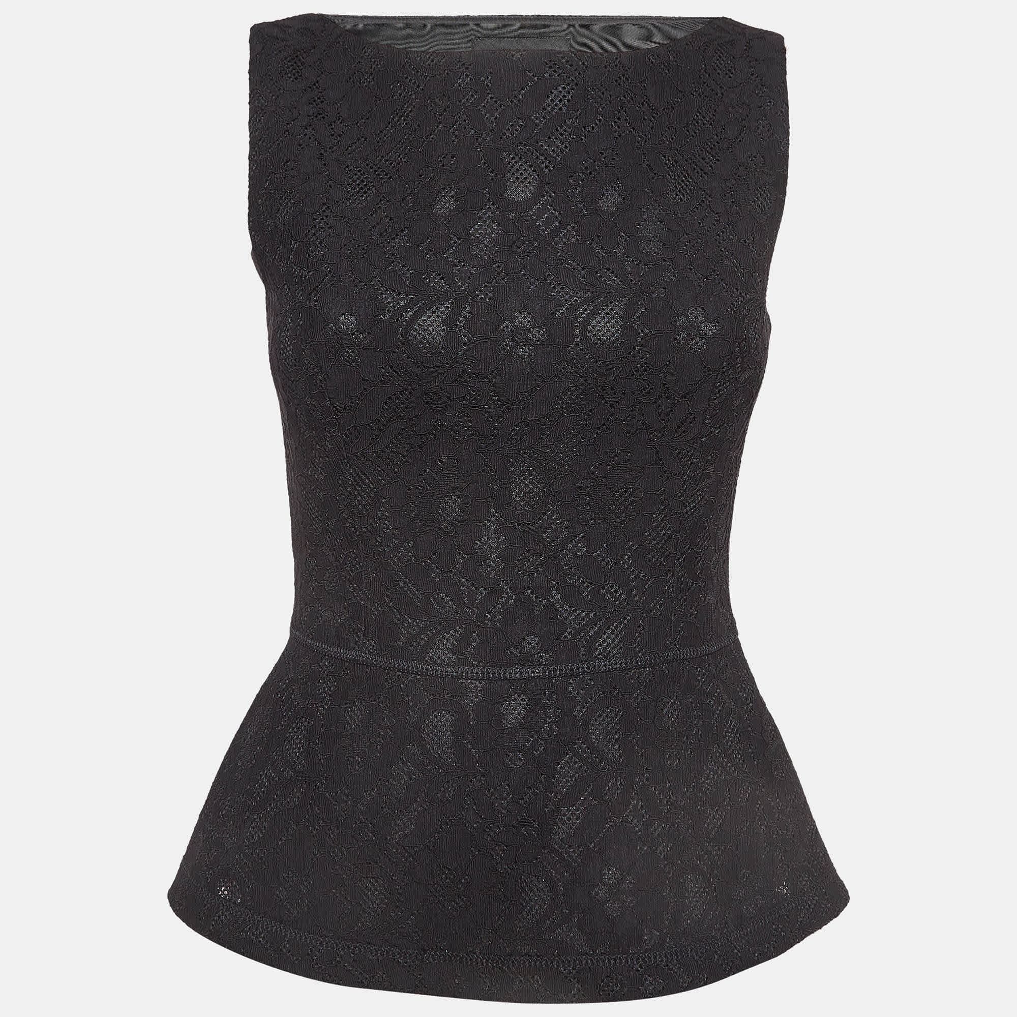 Boutique Moschino Black Lace Peplum Top