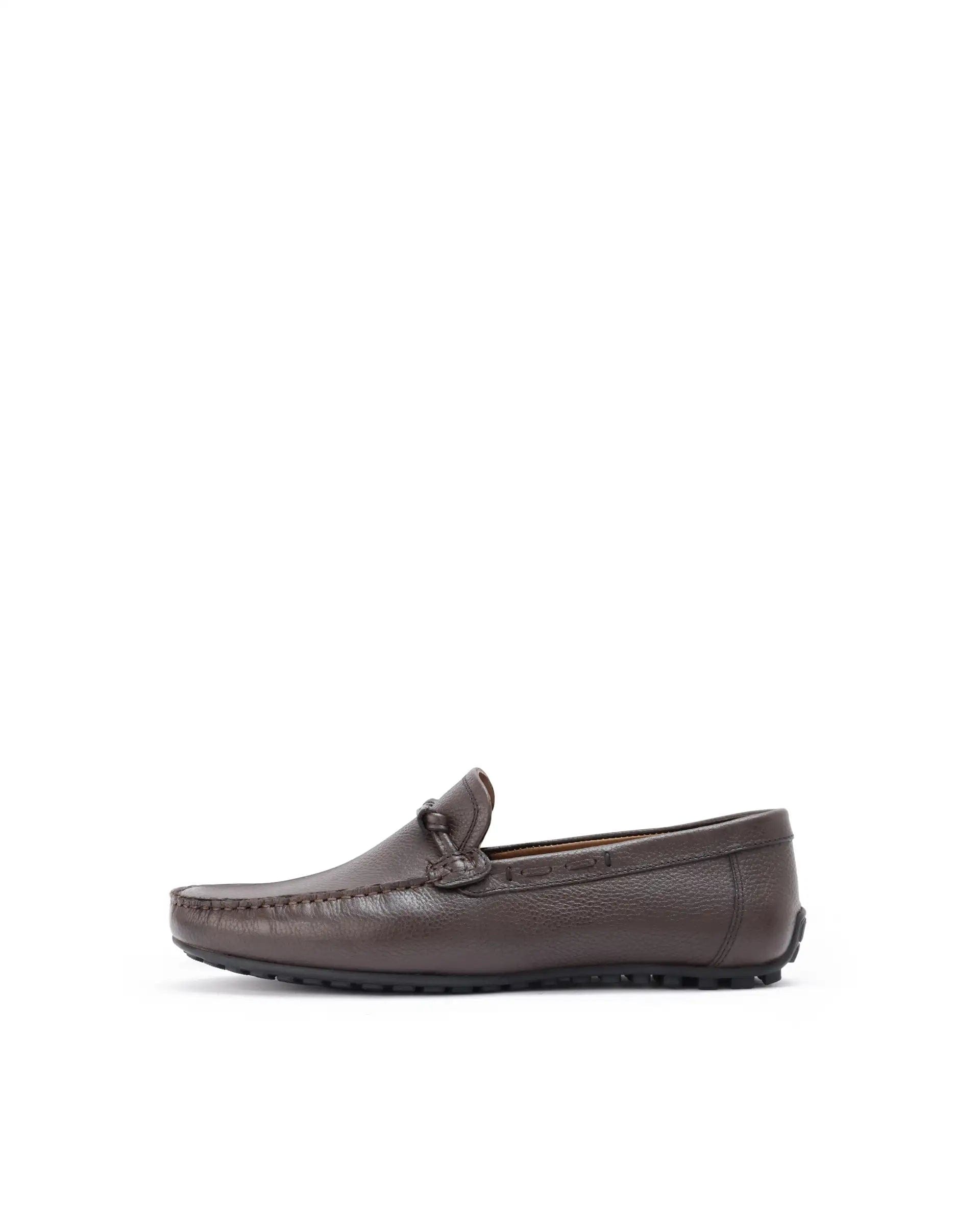 RAREZ Rare Rabbit Men's Knott Brown Slip - On Genuine Milled Leather Driving Mocassin