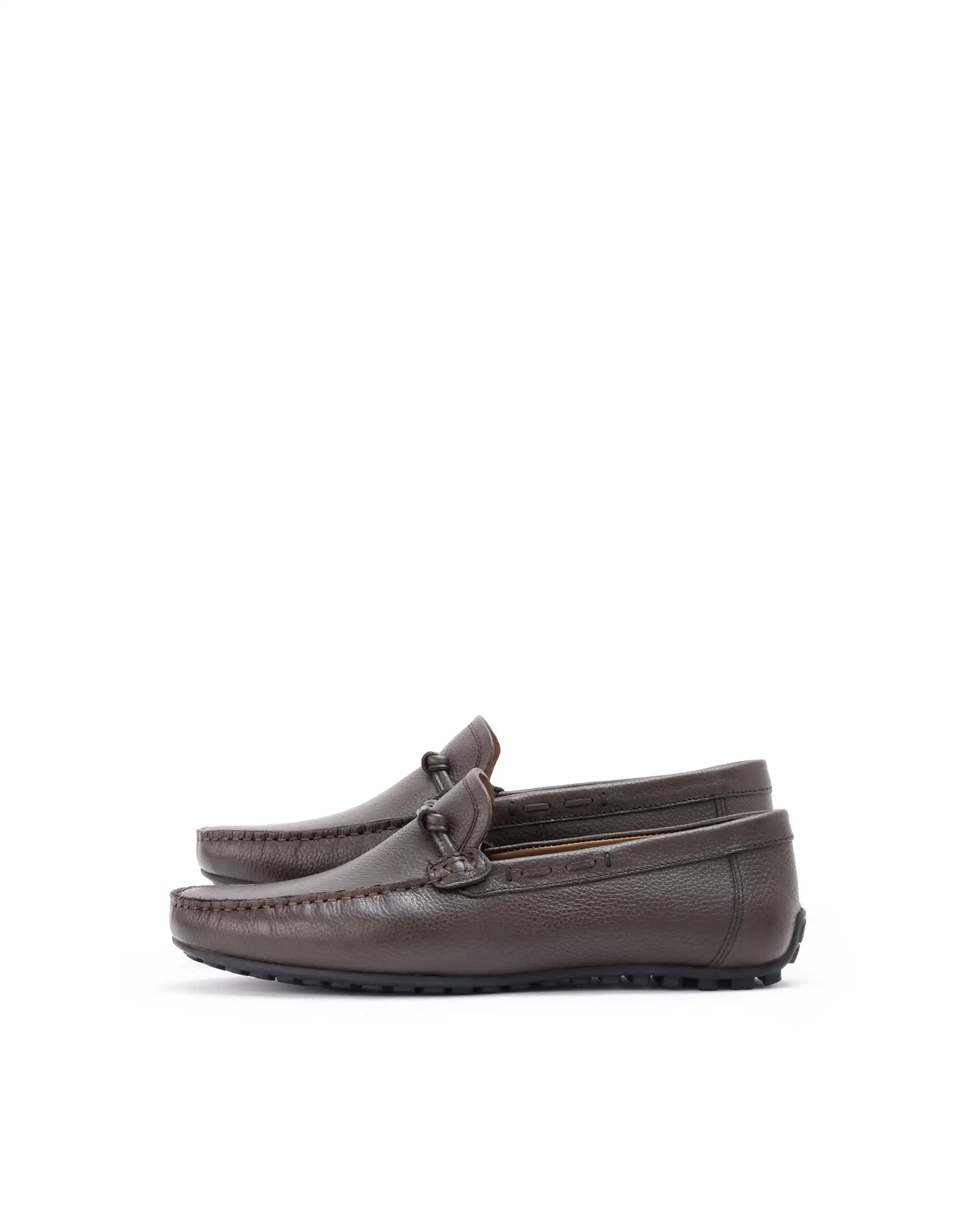 RAREZ Rare Rabbit Men's Knott Brown Slip - On Genuine Milled Leather Driving Mocassin