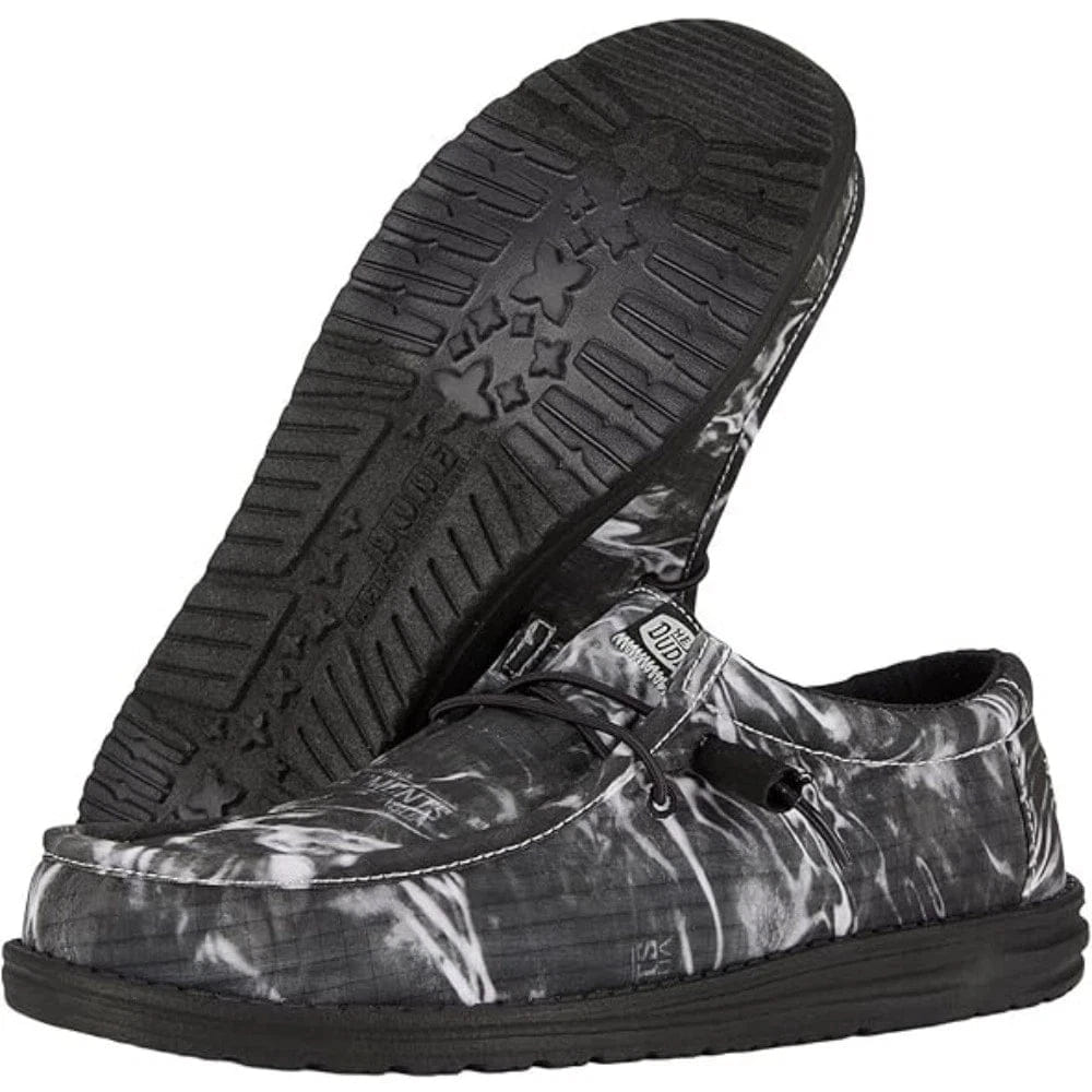 Hey Dude Wally 41790 - 001 Men'sBlack Mossy Oak Moc Toe Slip - On Shoes LIQ1257