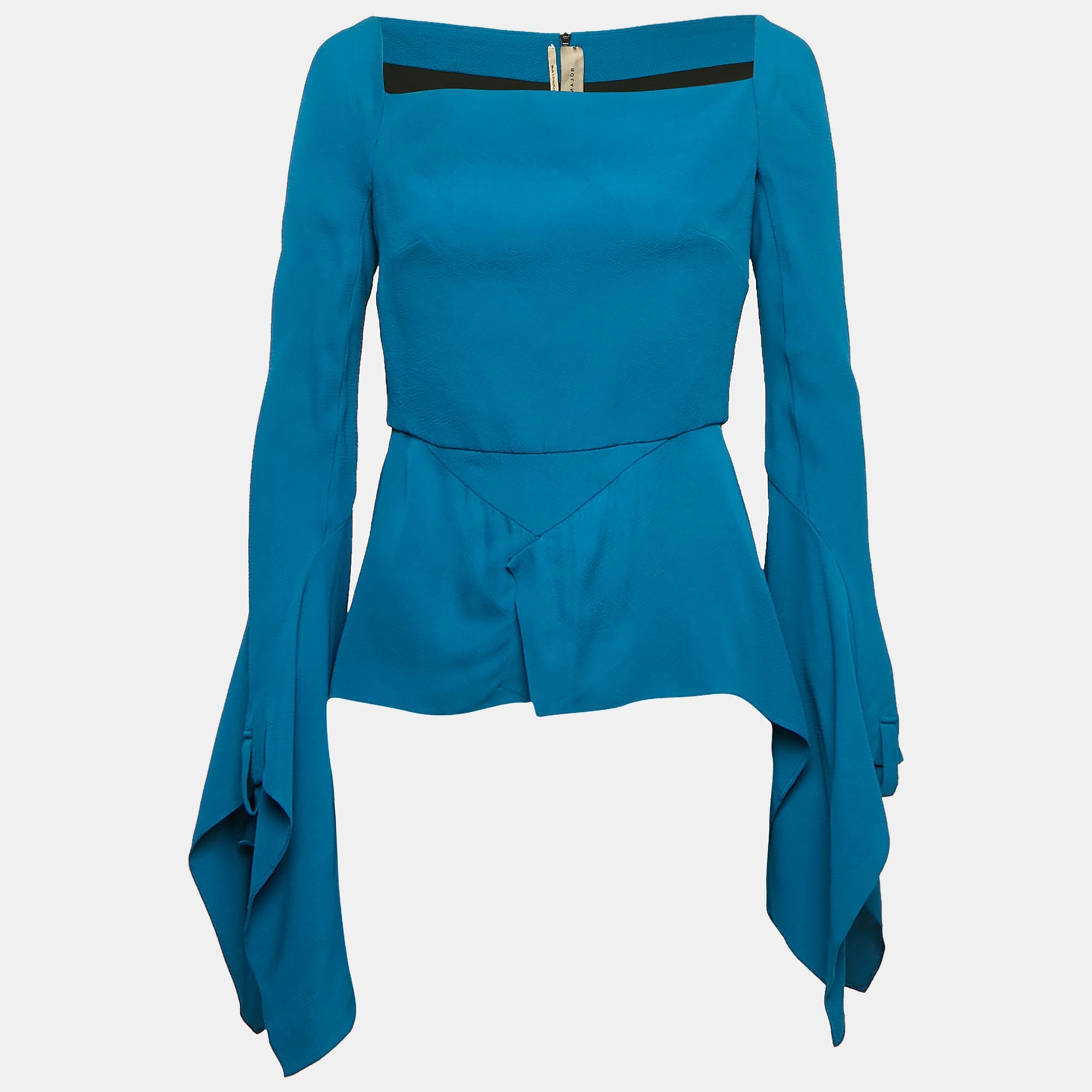 Blue Crepe Flared Asymmetric Top
