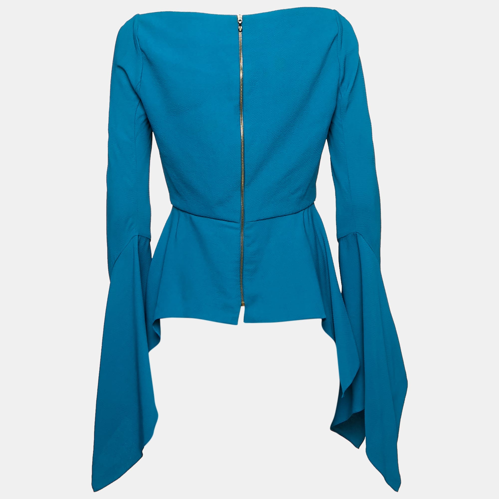 Blue Crepe Flared Asymmetric Top