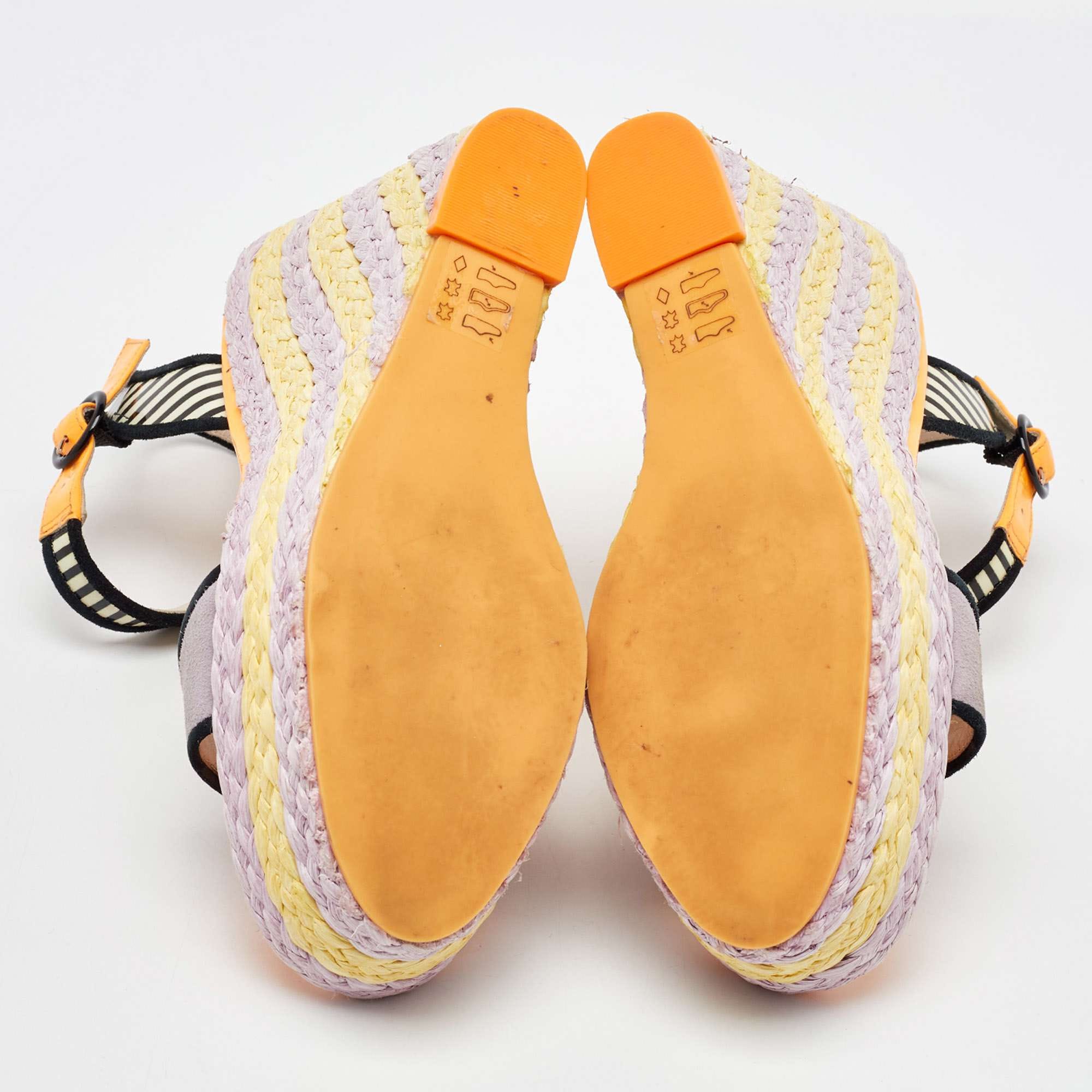 Sophia Webster Multicolor Suede And Patent Leather Lucita Espadrille Wedge Sandals