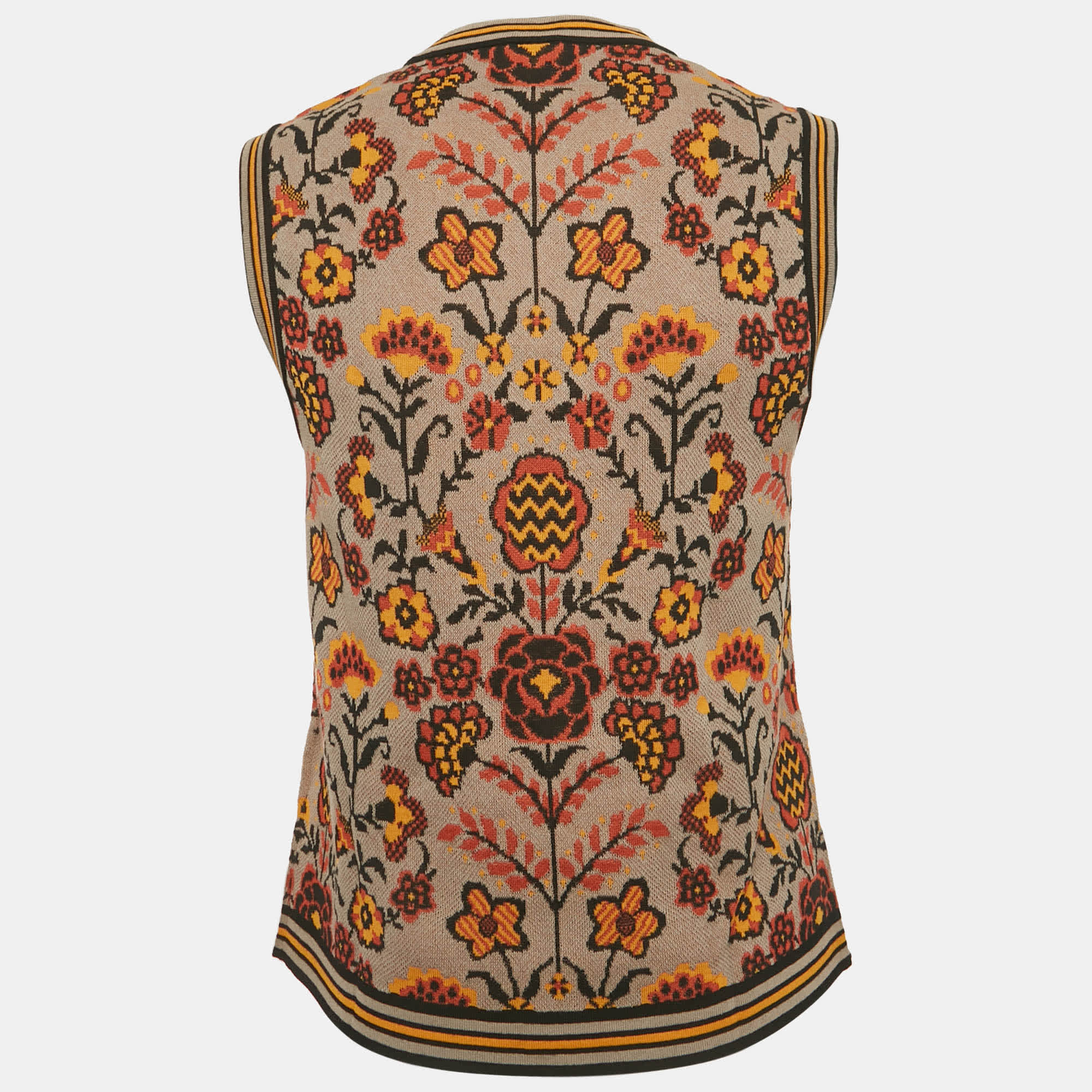 M Missoni Brown Floral Pattern Knit Sleeveless Top