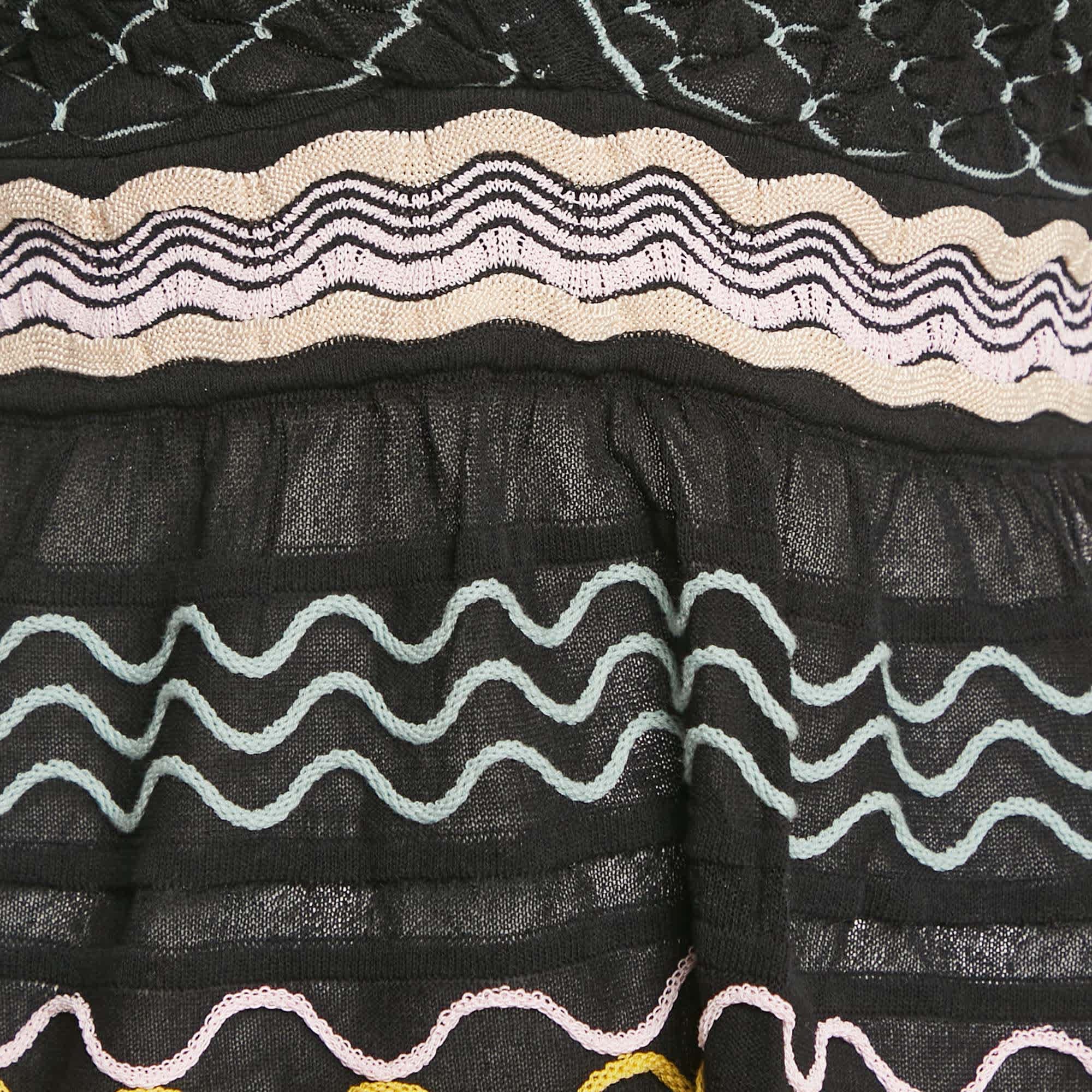 M Missoni Black Patterned Knit Sleeveless Sweater Top