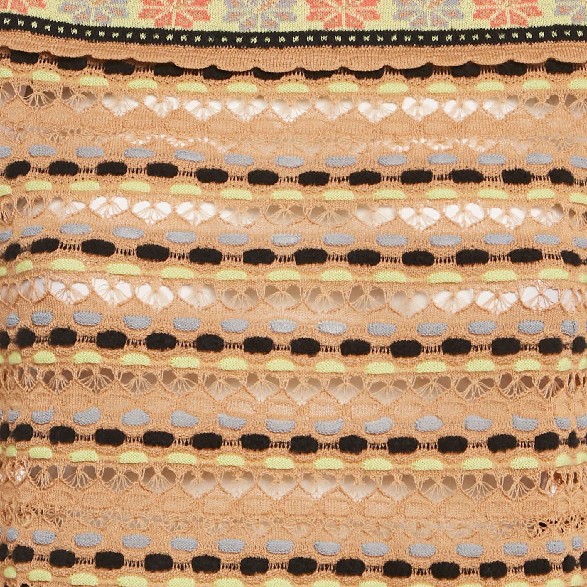 M Missoni Beige Floral Perforated Knit Top