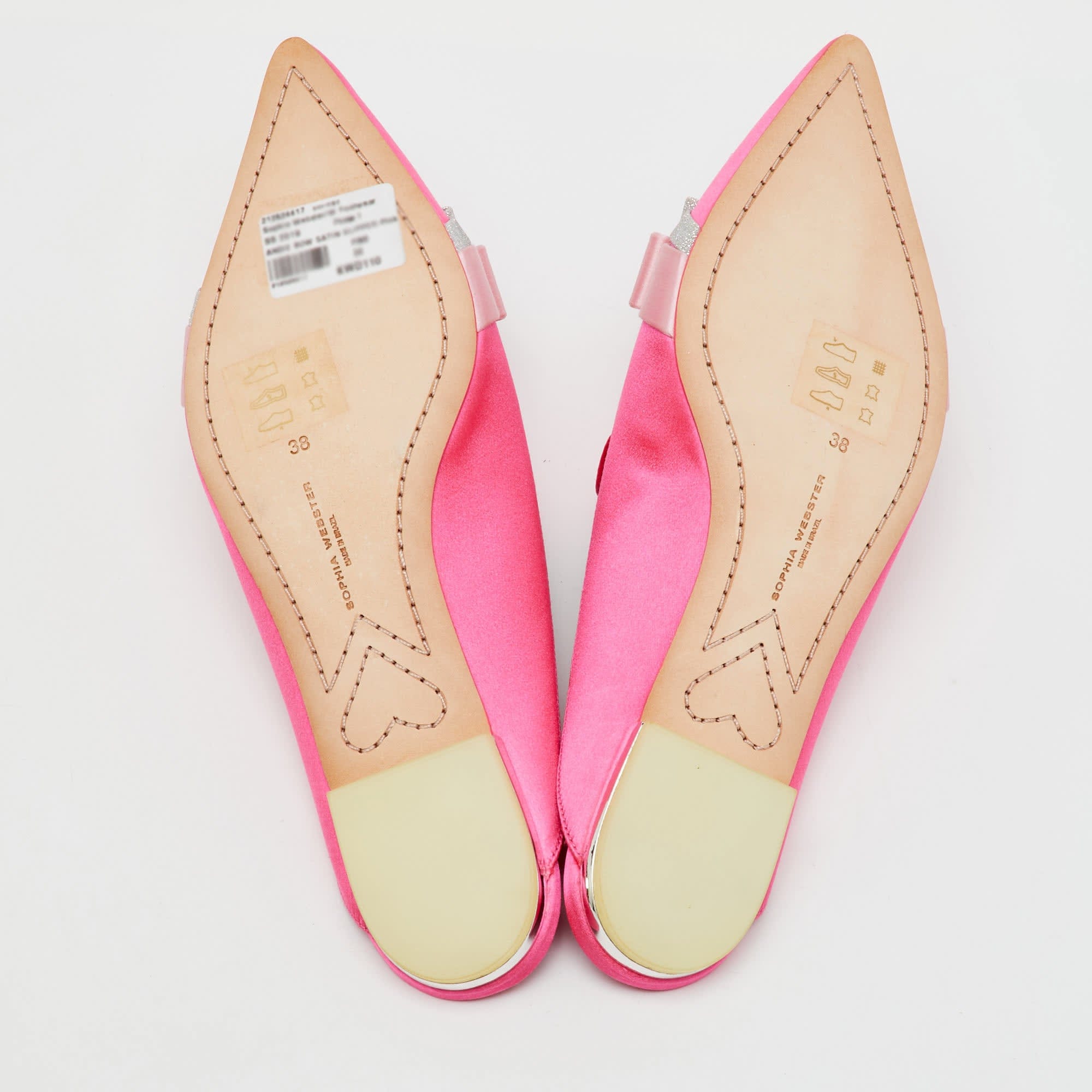 Sophia Webster Pink Satin Andie Bow Flat Mules