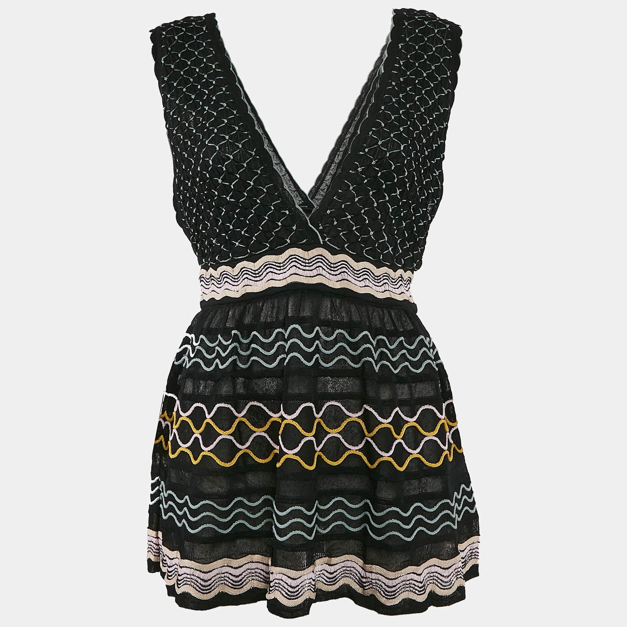 M Missoni Black Patterned Knit Sleeveless Top