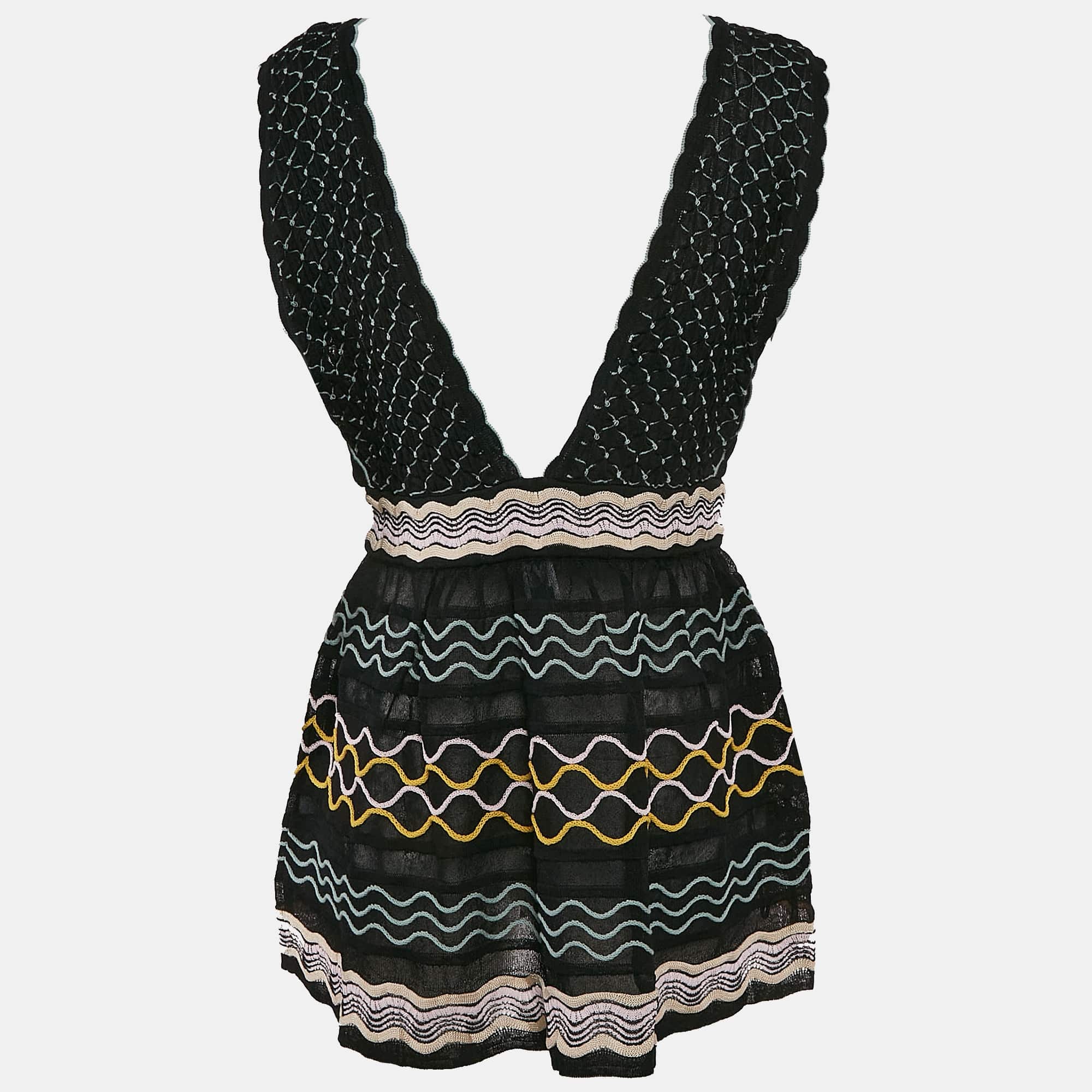 M Missoni Black Patterned Knit Sleeveless Top