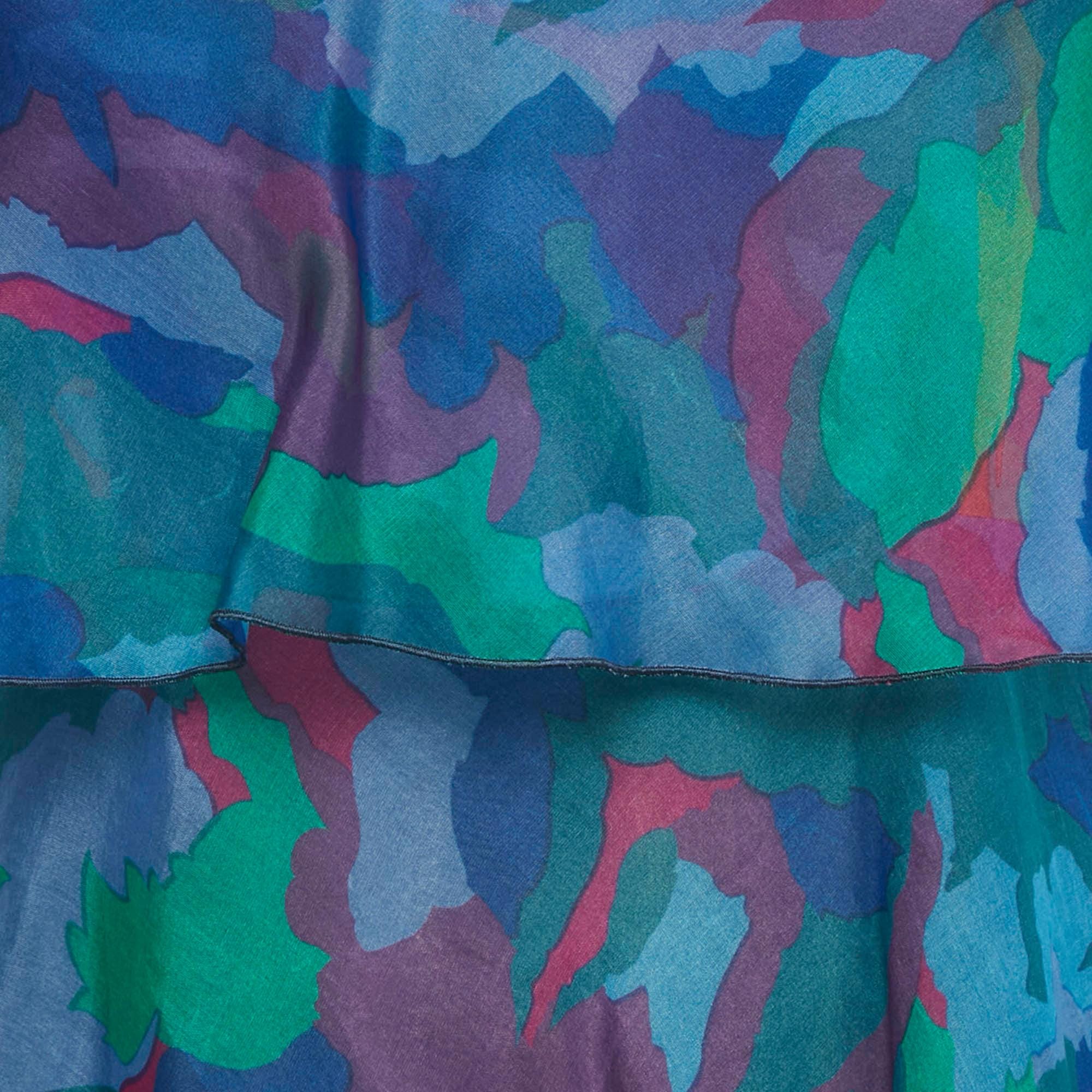 Blue Printed Organza Top