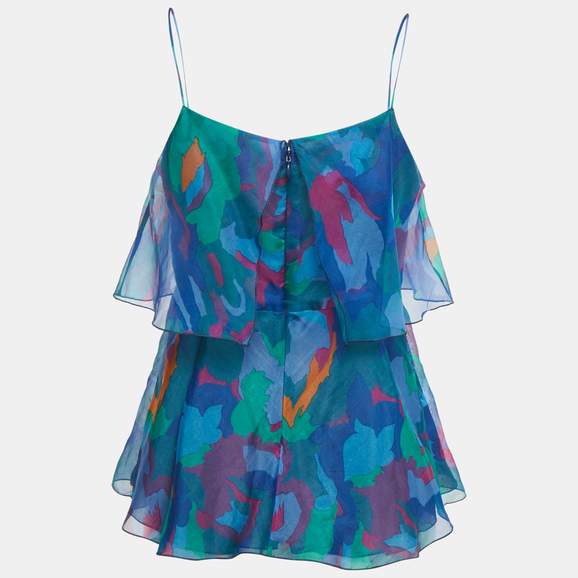 Blue Printed Organza Top