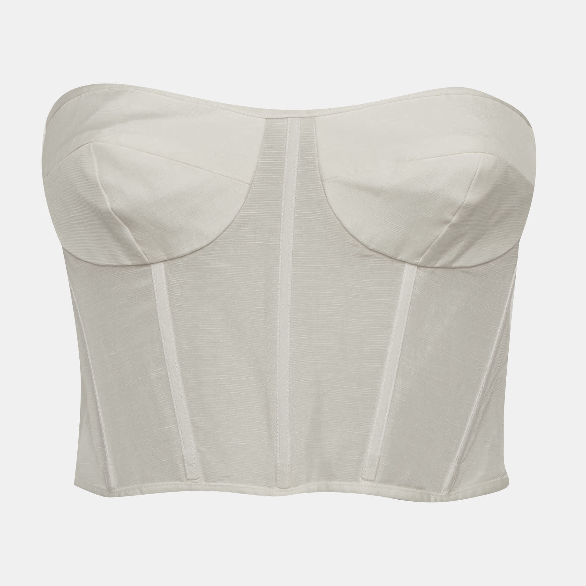 Shona Joy Off White Linen Blend Corset Top