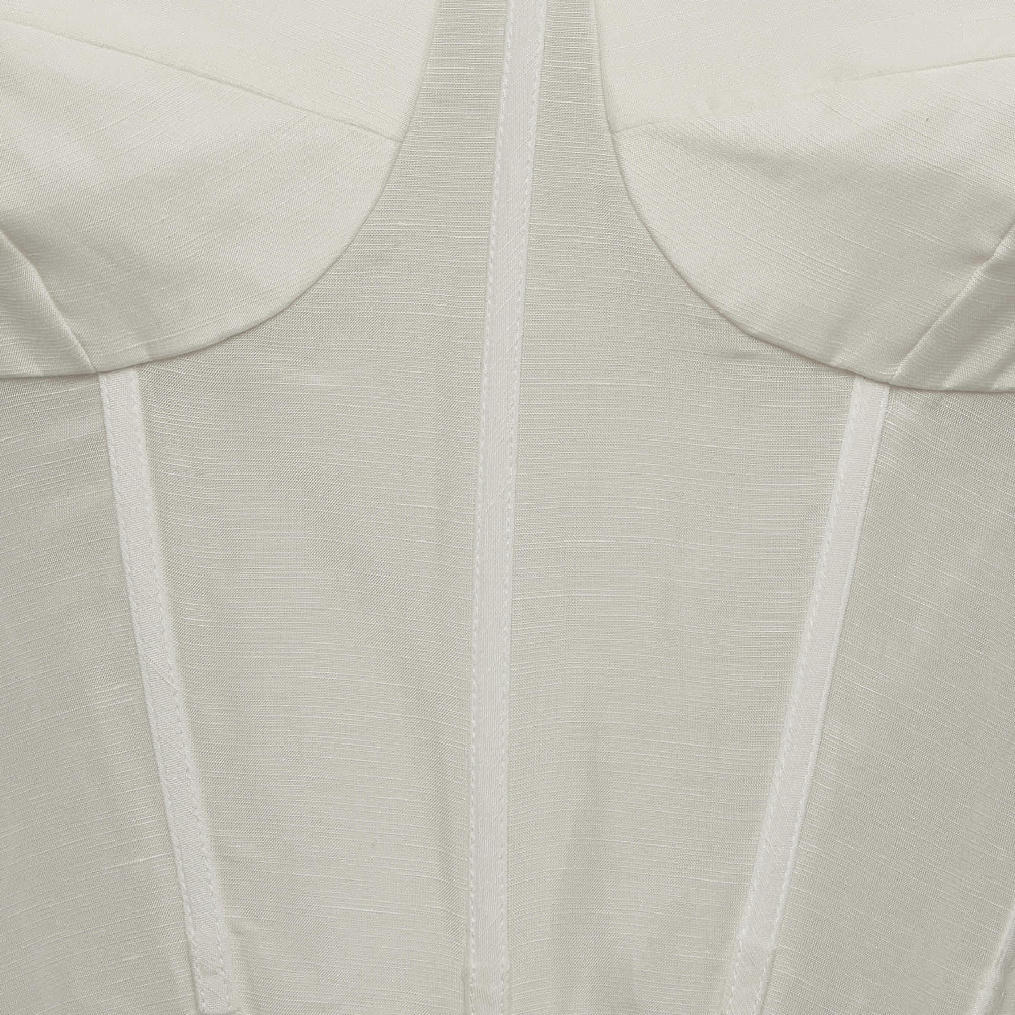 Shona Joy Off White Linen Blend Corset Top