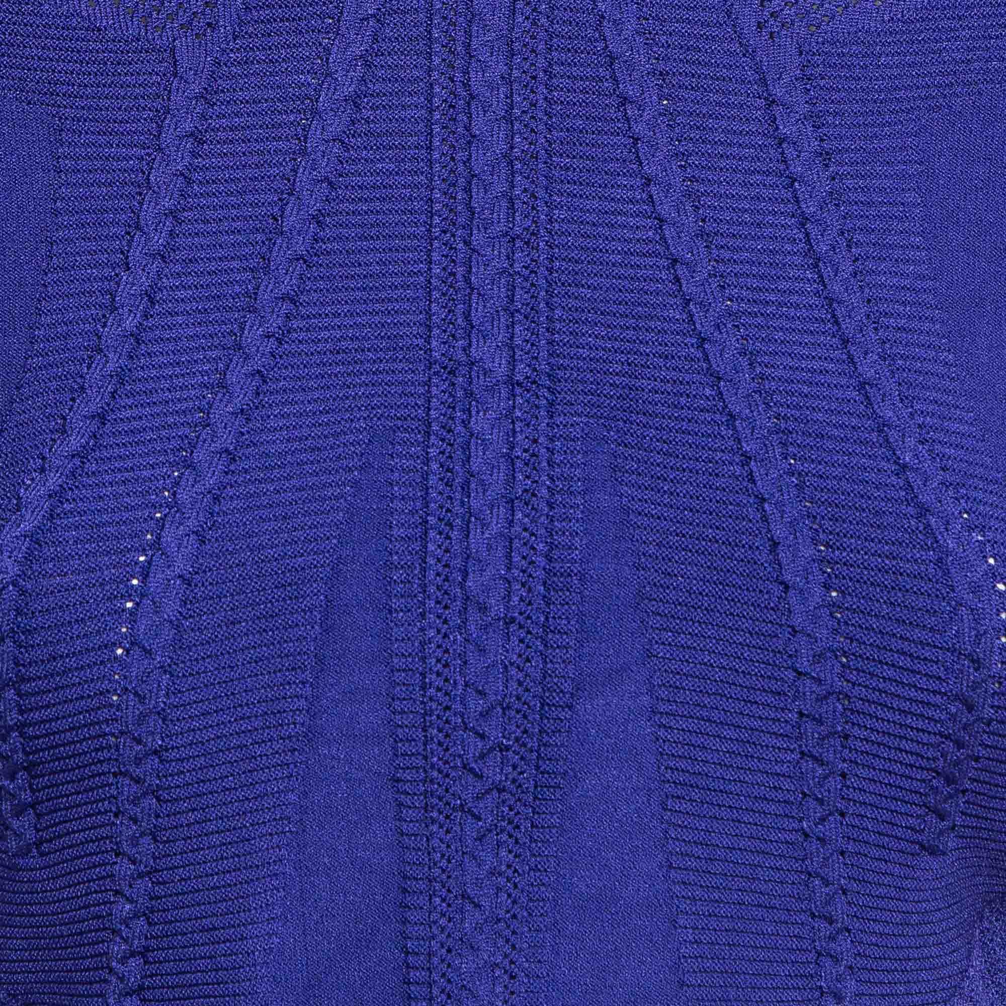 Cushnie Et Ochs Purple Stretch Knit Long Sleeve Crop Top