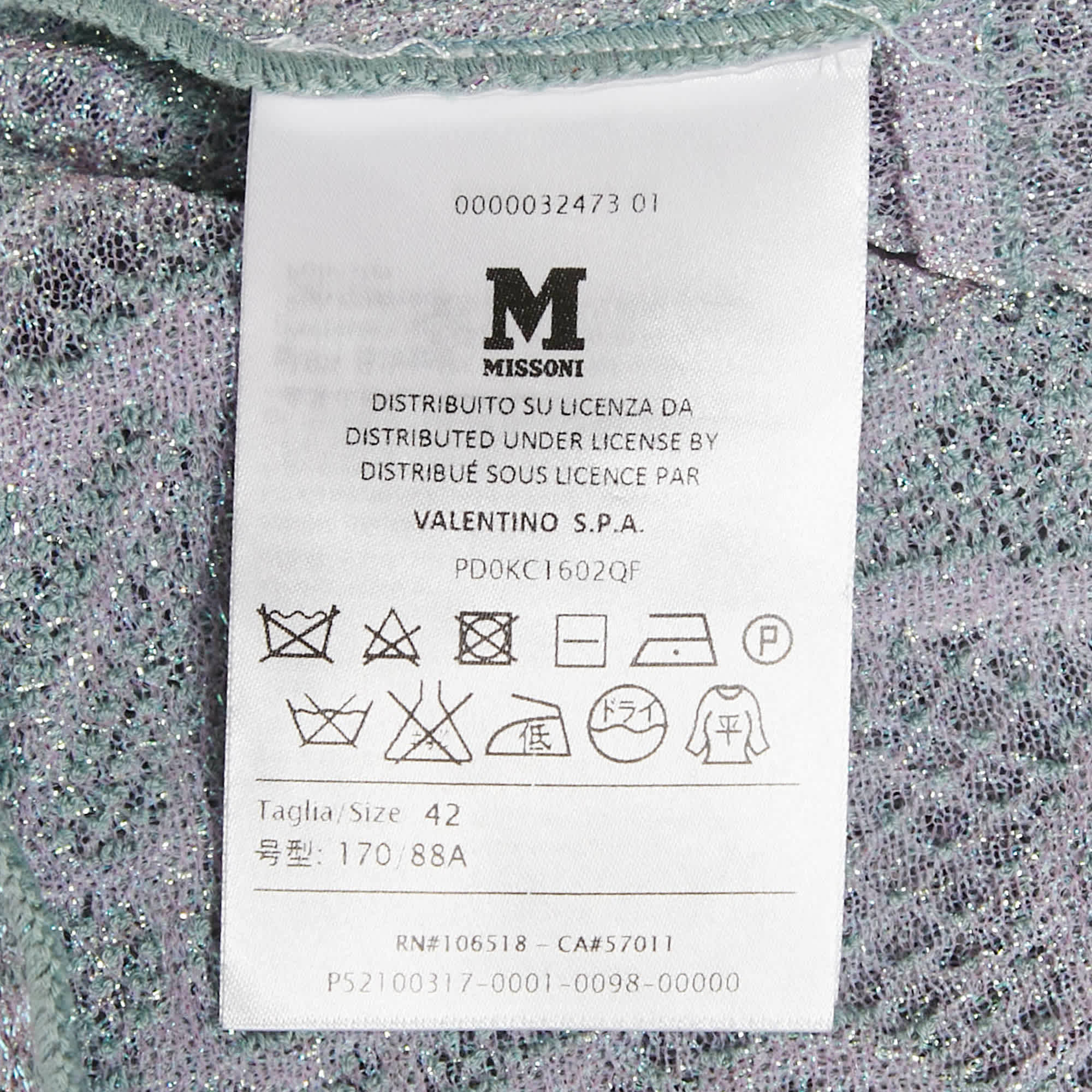 M Missoni Teal Blue Lures Knit V - Neck Top