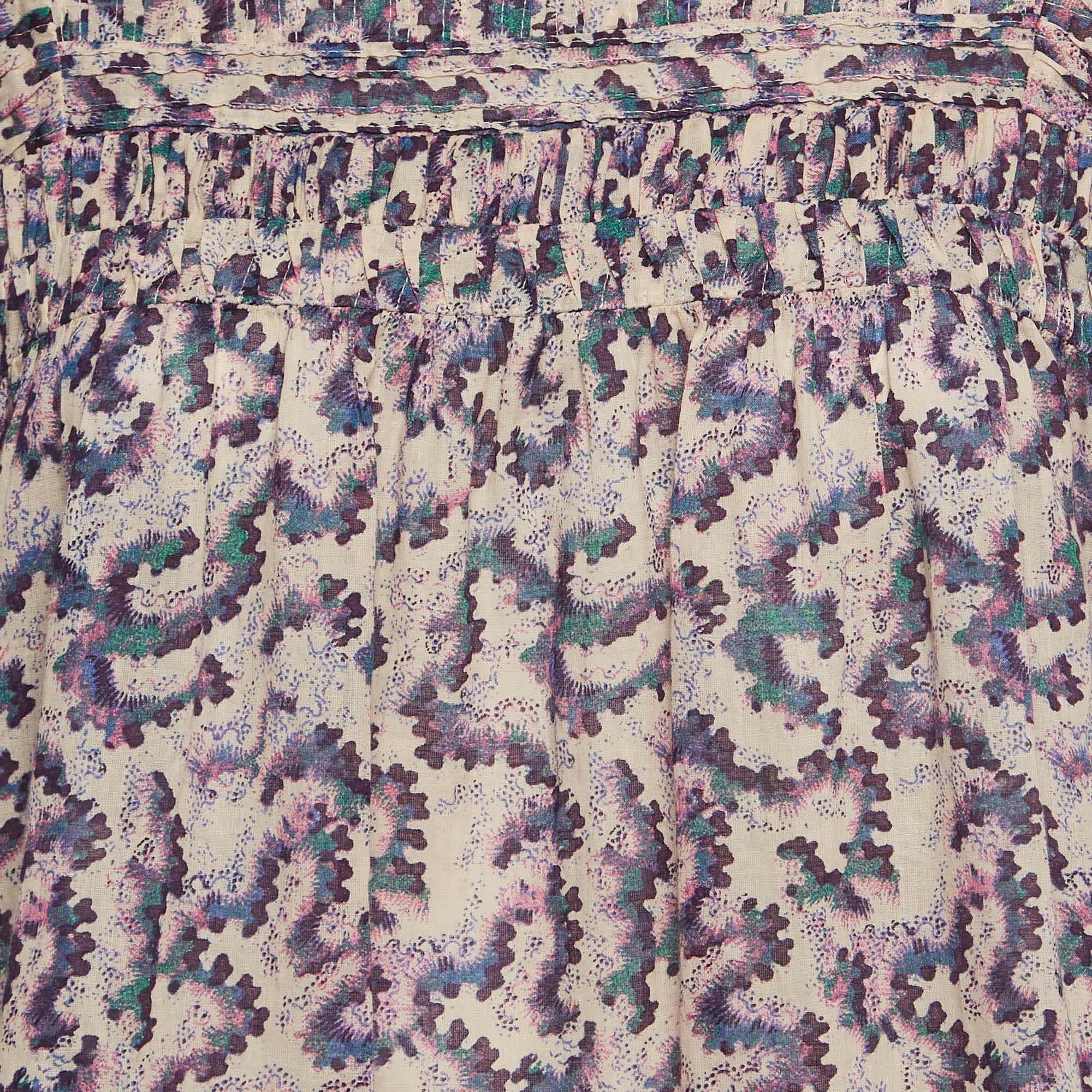 Etoile Multicolor Printed Cotton Ruffled Ilayona Top