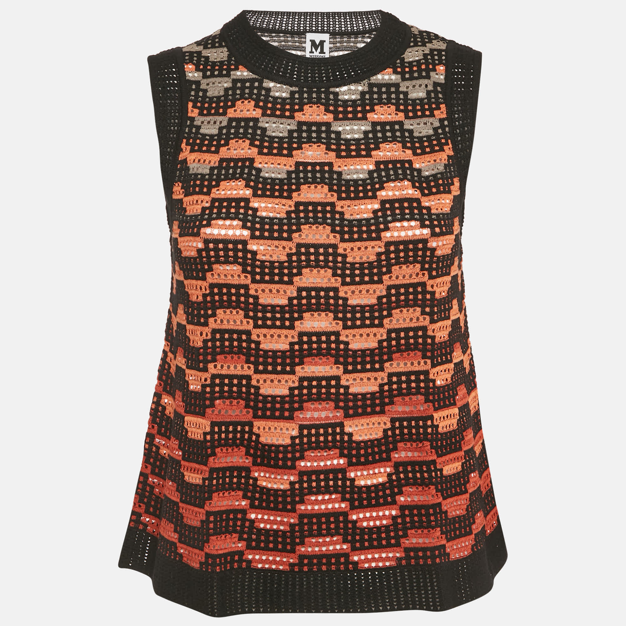 M Missoni Black/orange Knit Sleeveless Top