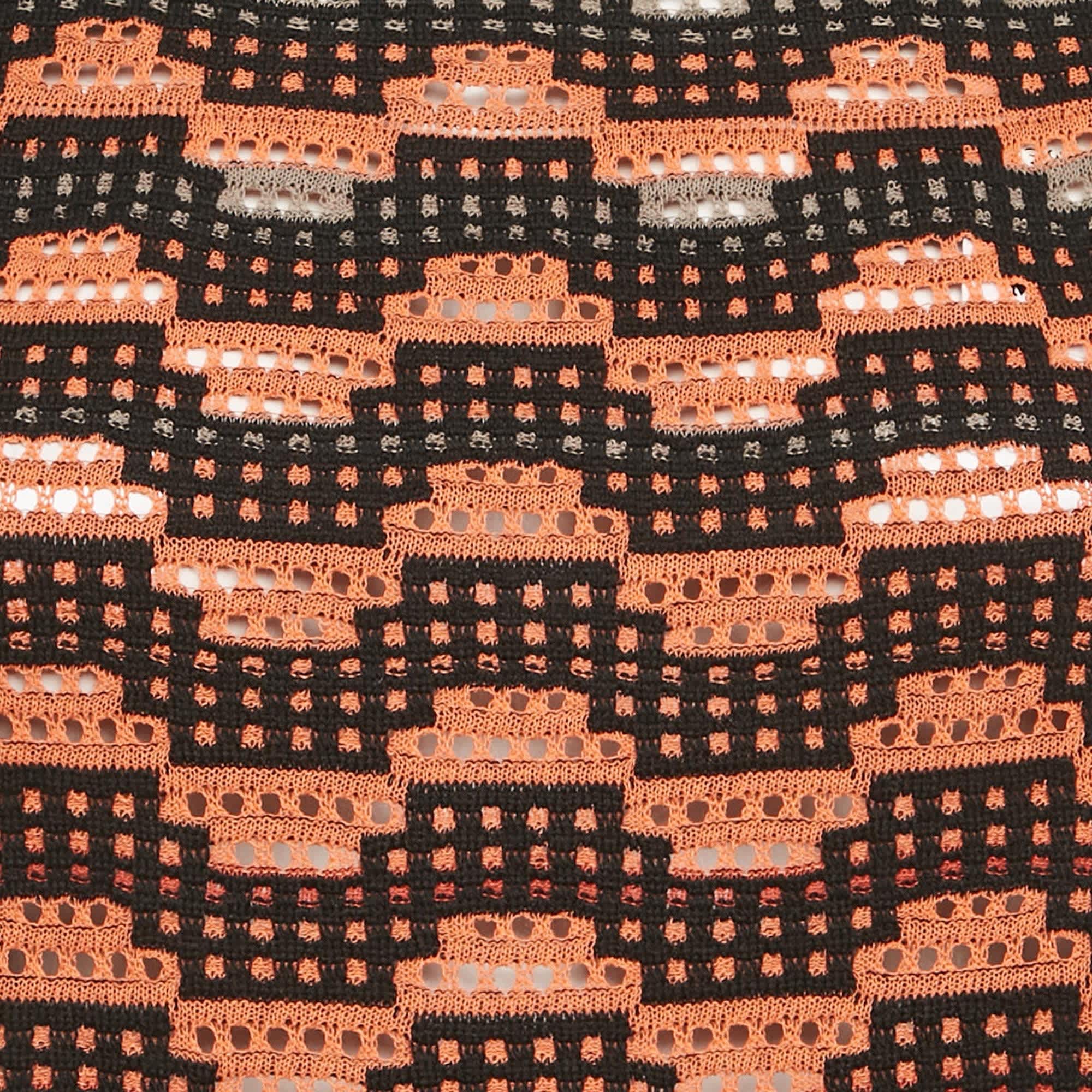 M Missoni Black/orange Knit Sleeveless Top