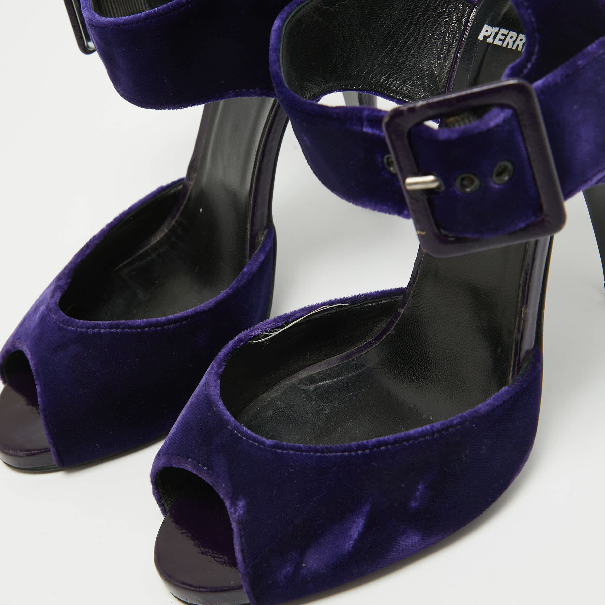 Pierre Hardy Blue Velvet Ankle Strap Sandals