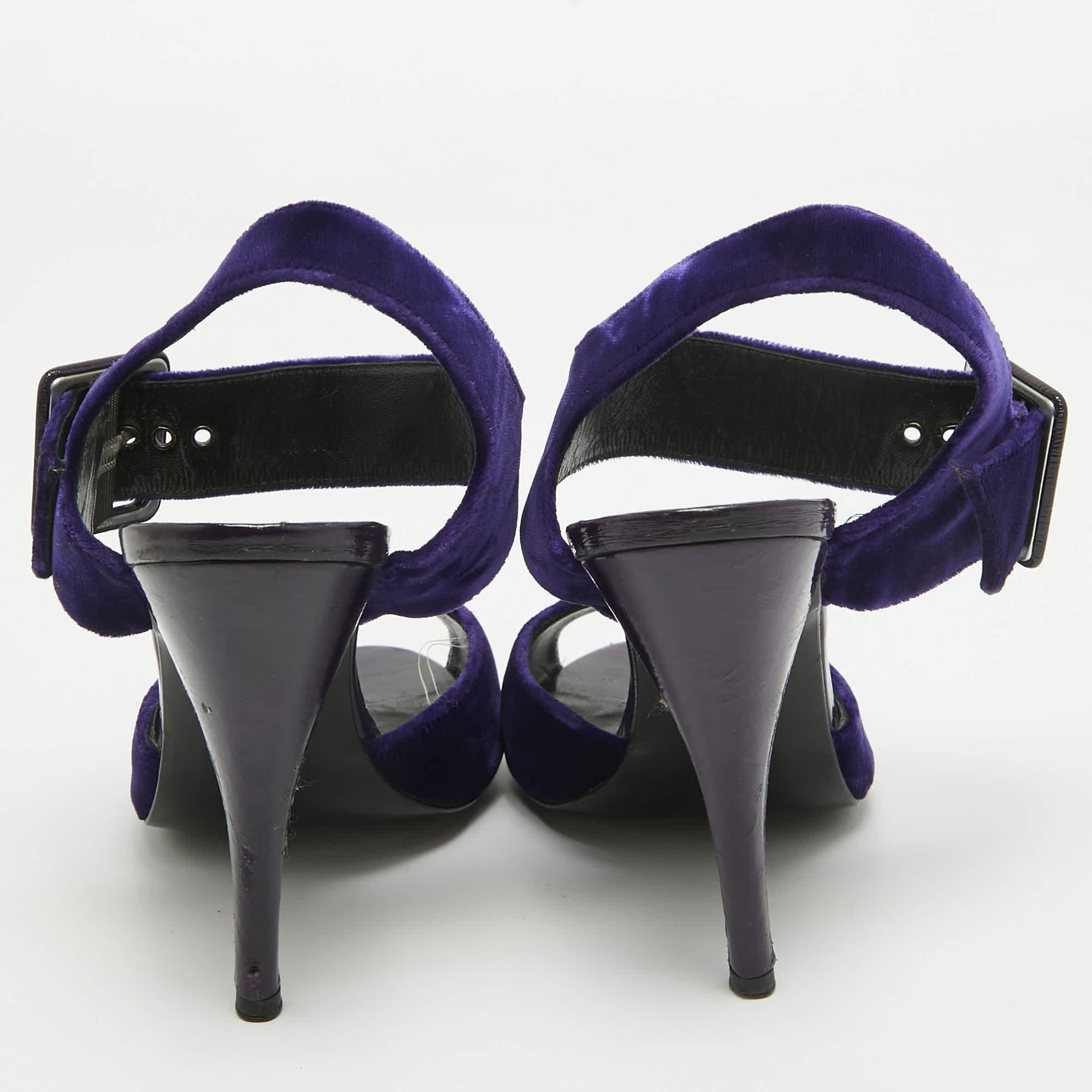 Pierre Hardy Blue Velvet Ankle Strap Sandals