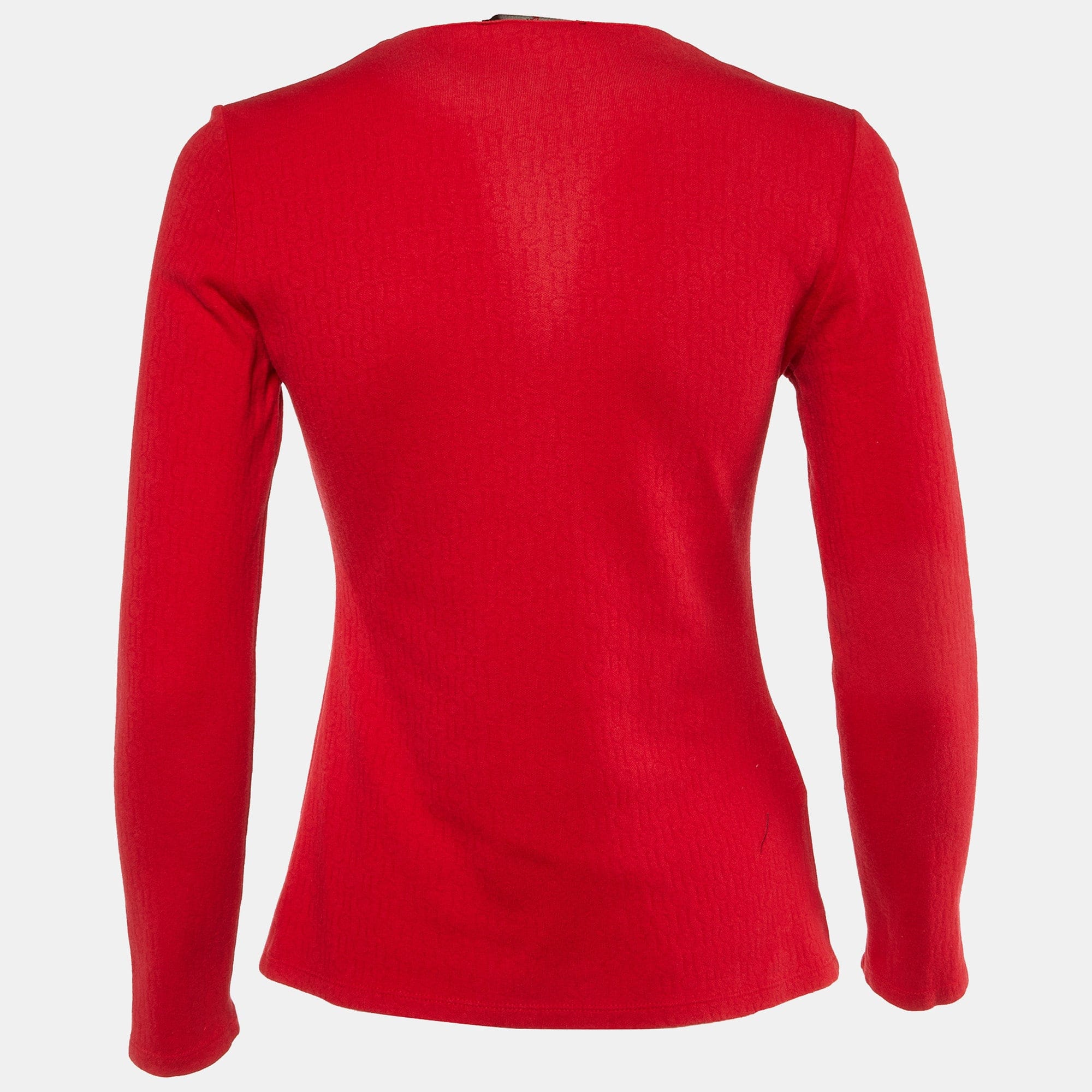 Ch Carolina Herrera Red Ch Pattern Cotton V - Neck Top