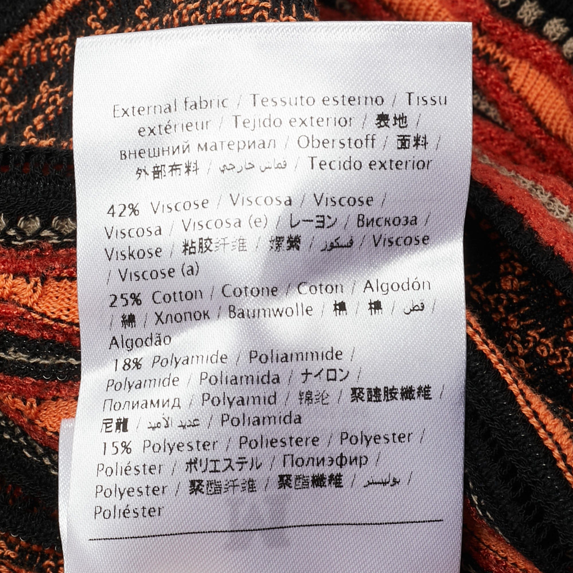 M Missoni Orange/black Patterned Knit Full Sleeve Top