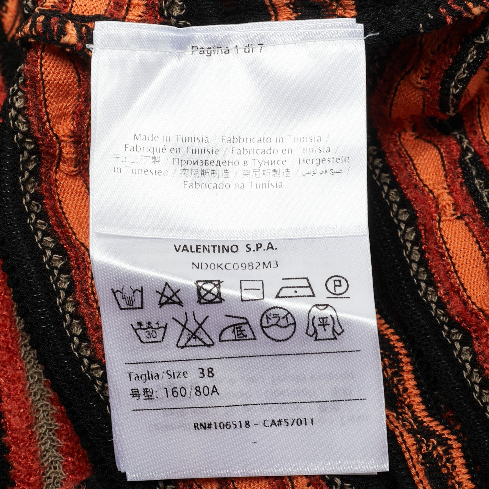 M Missoni Orange/black Patterned Knit Full Sleeve Top