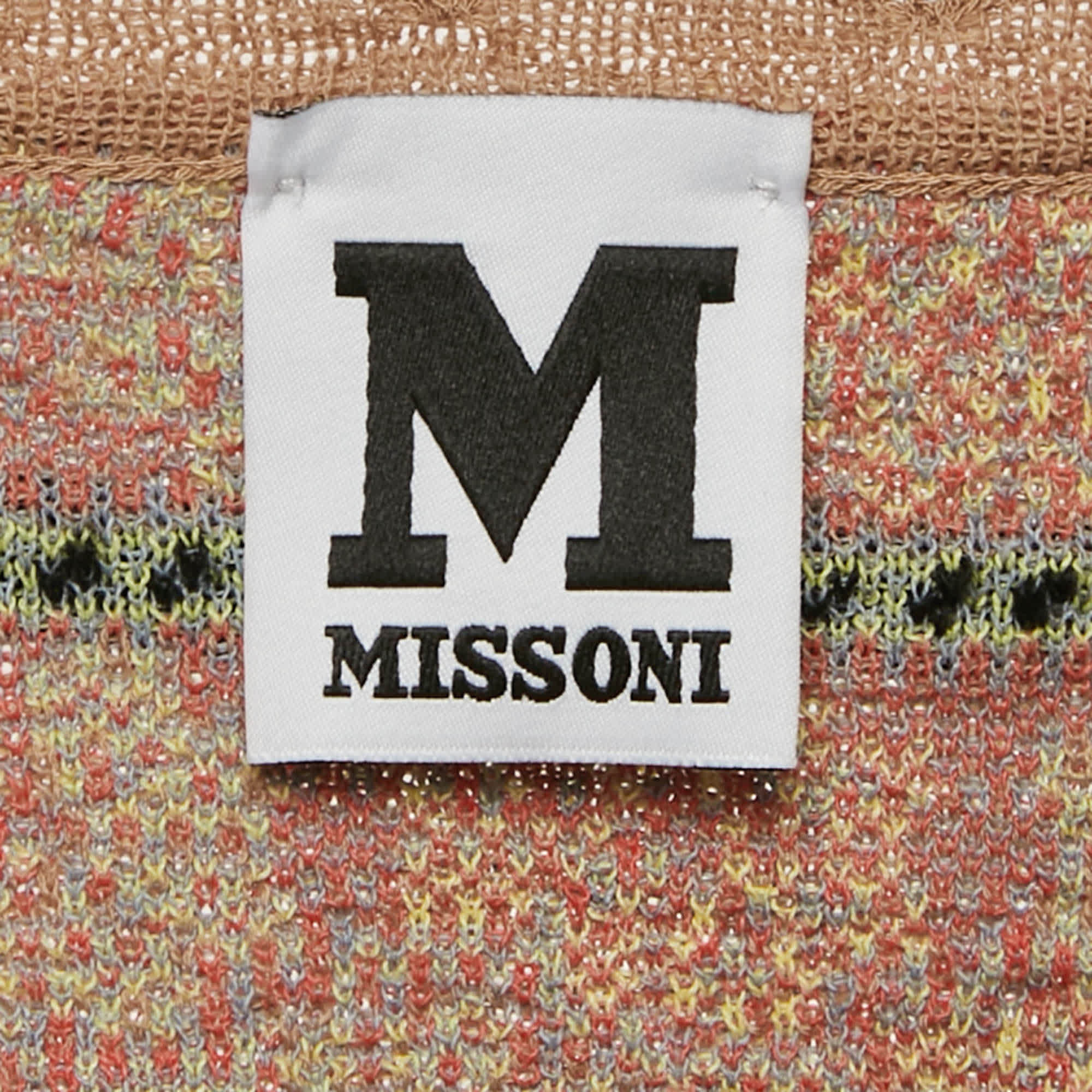 M Missoni Beige Pointelle Knit Long Sleeve Knit Top