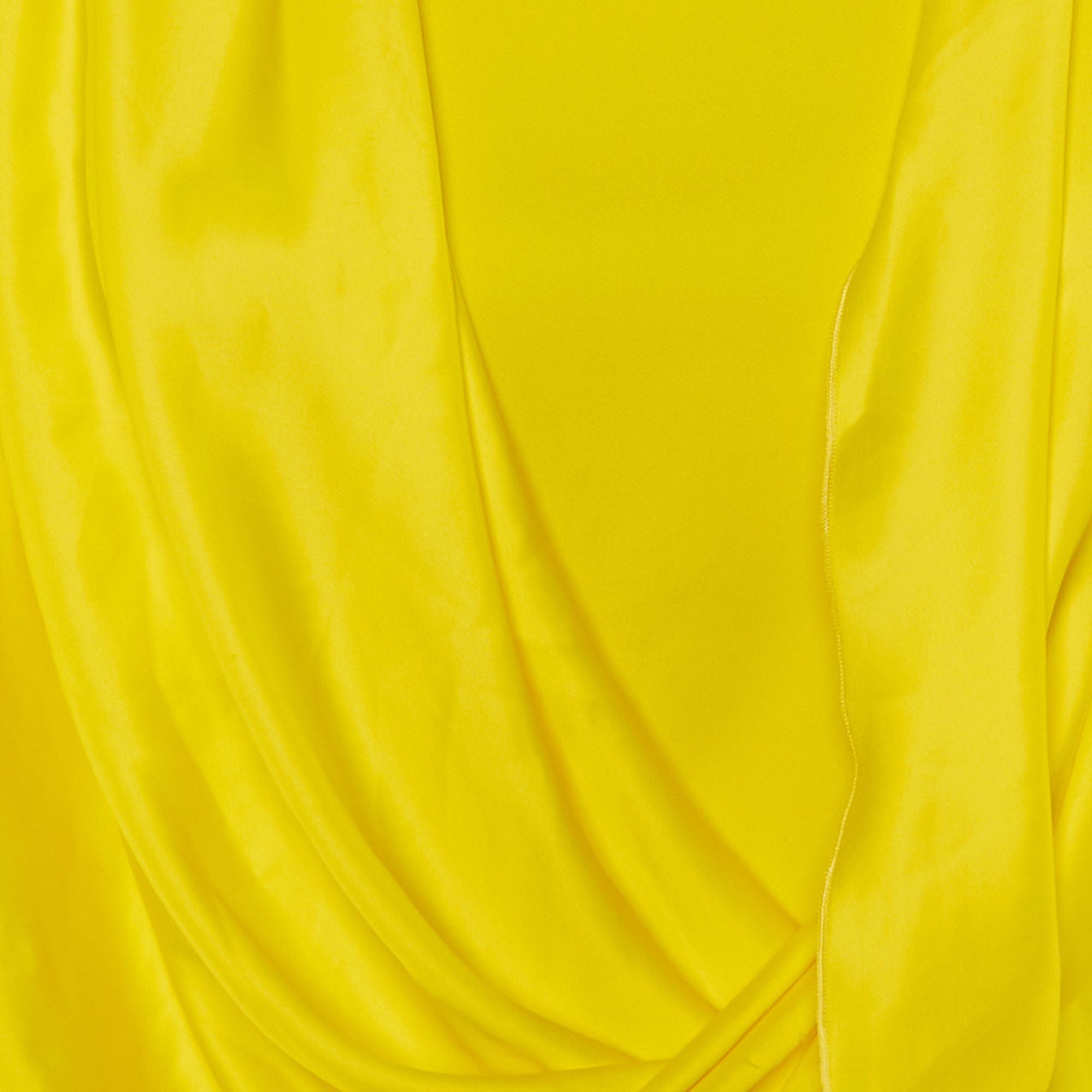 Yellow Satin Drape Top