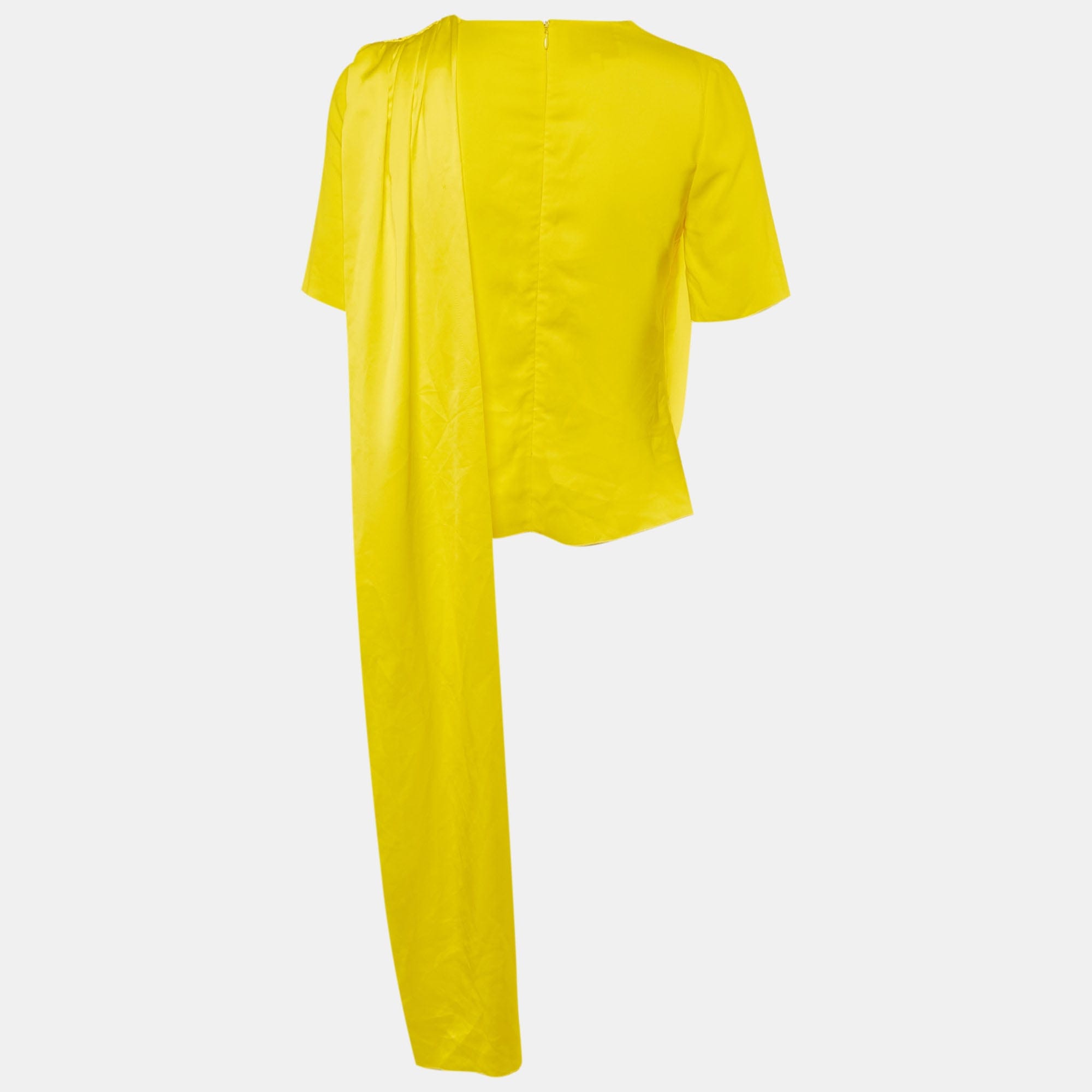 Yellow Satin Drape Top