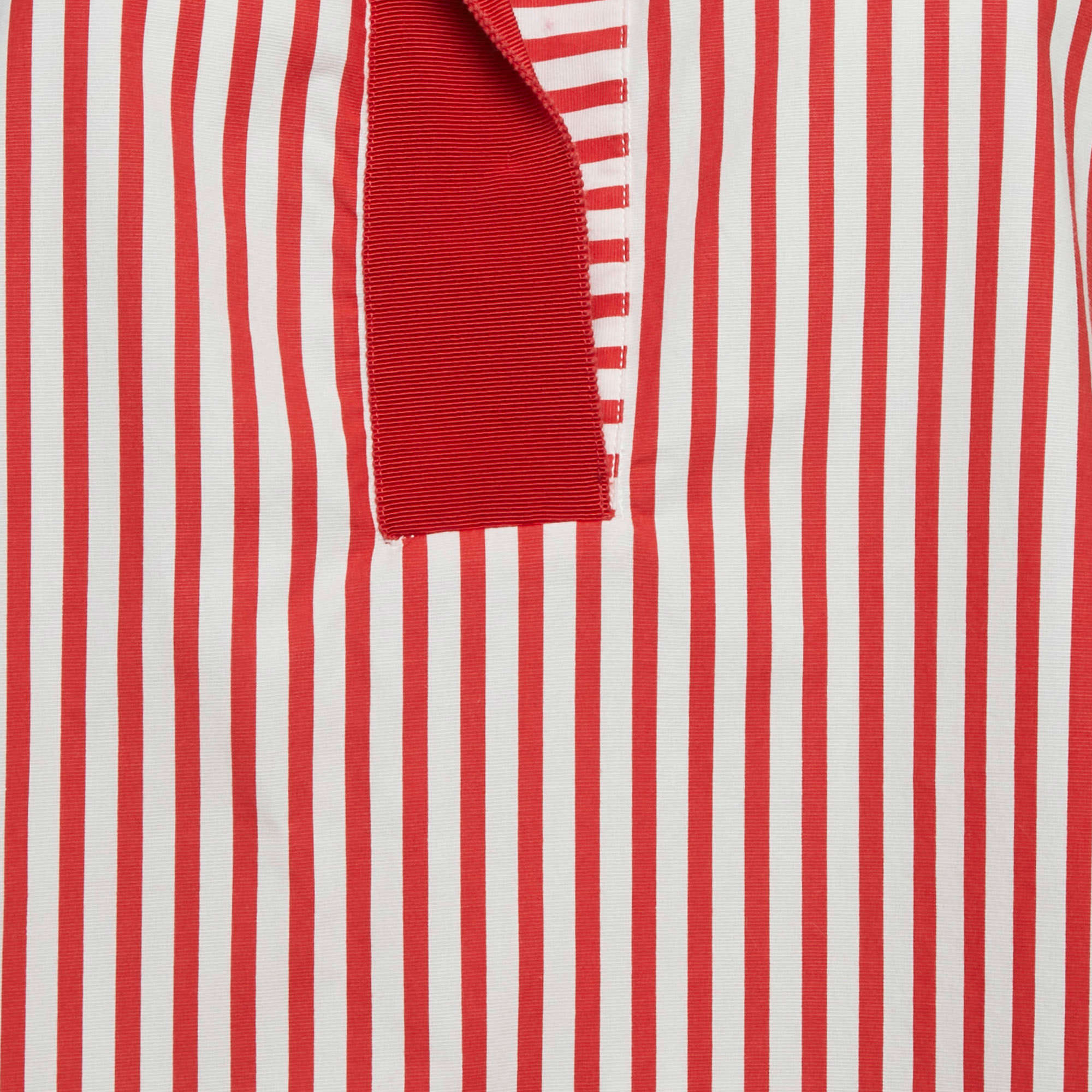 Ch Carolina Herrera Red Striped Cotton Oversized Top