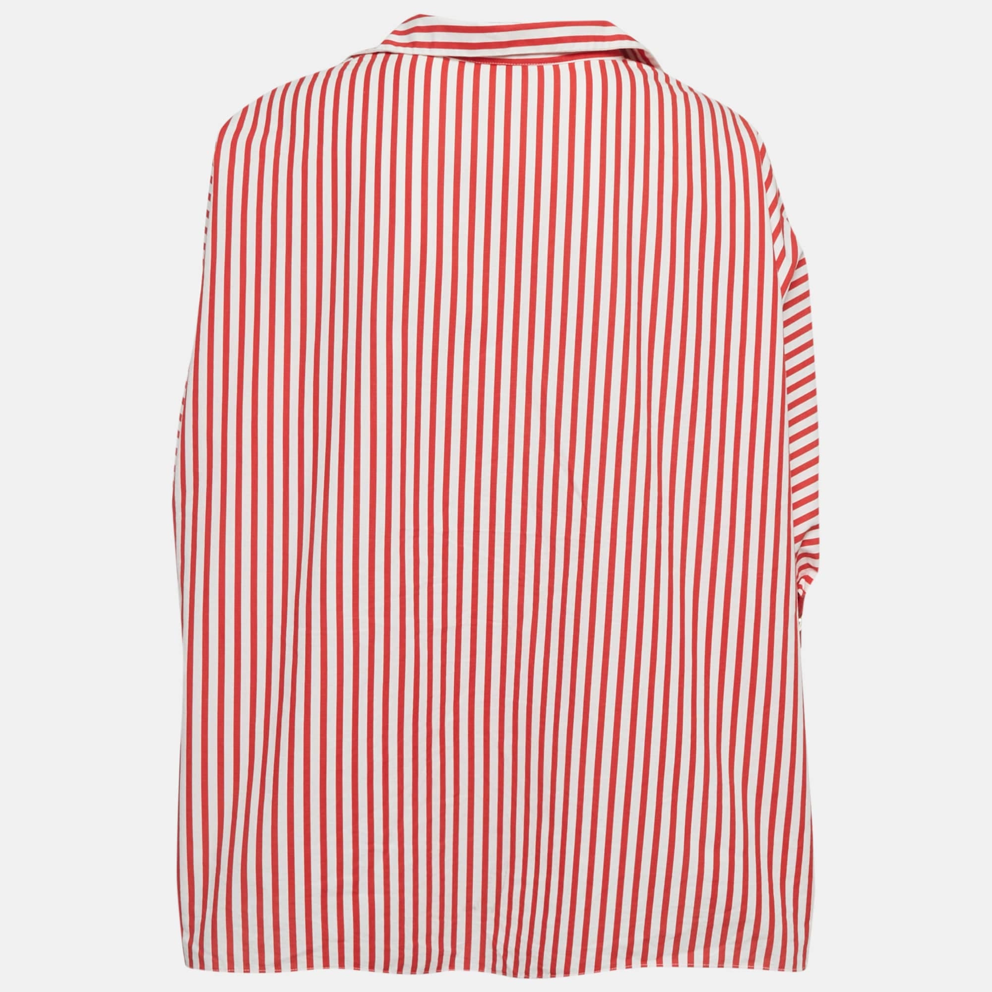 Ch Carolina Herrera Red Striped Cotton Oversized Top