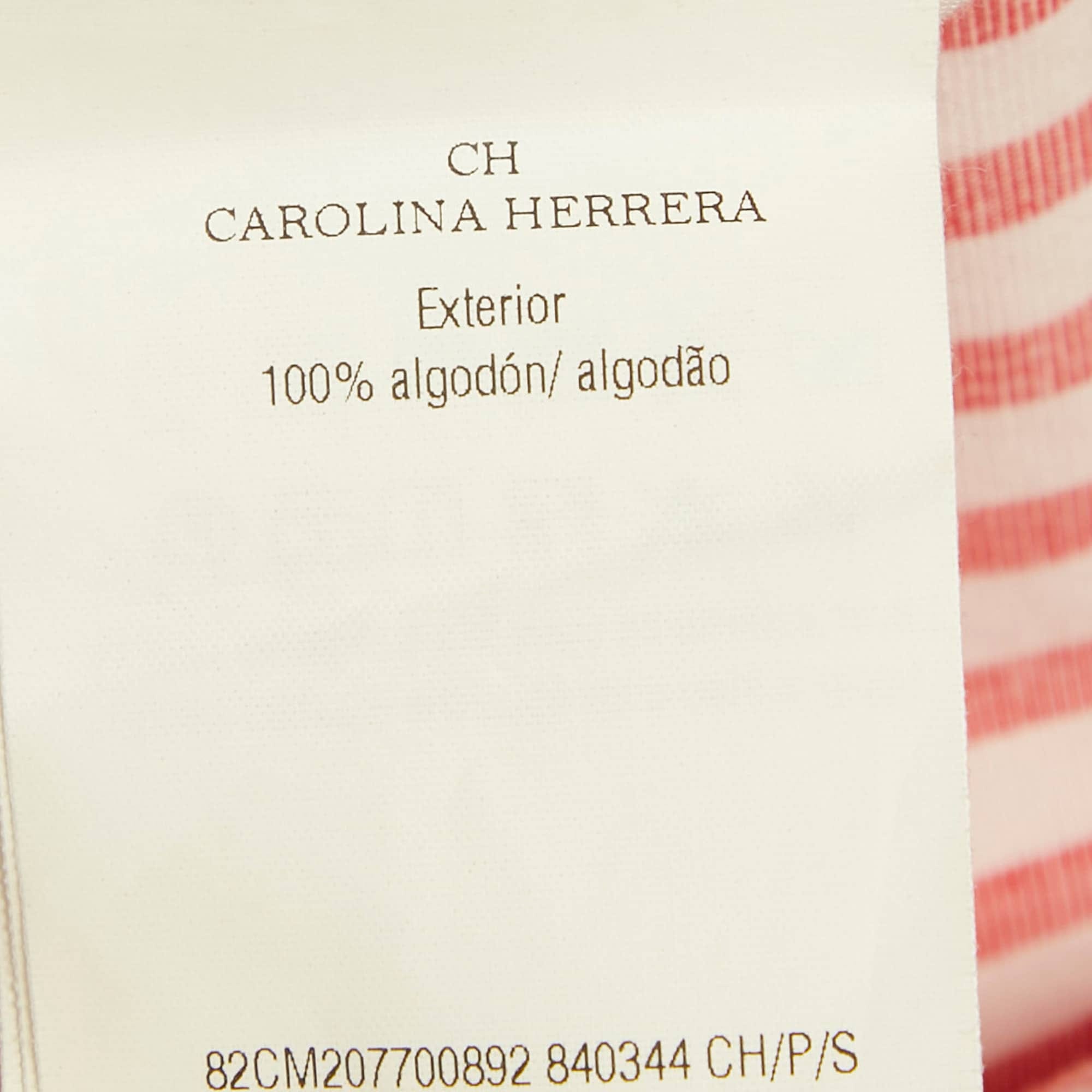 Ch Carolina Herrera Red Striped Cotton Oversized Top