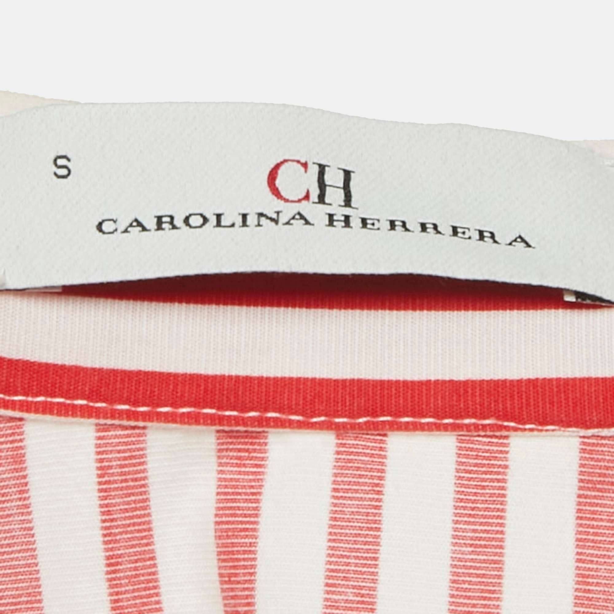 Ch Carolina Herrera Red Striped Cotton Oversized Top