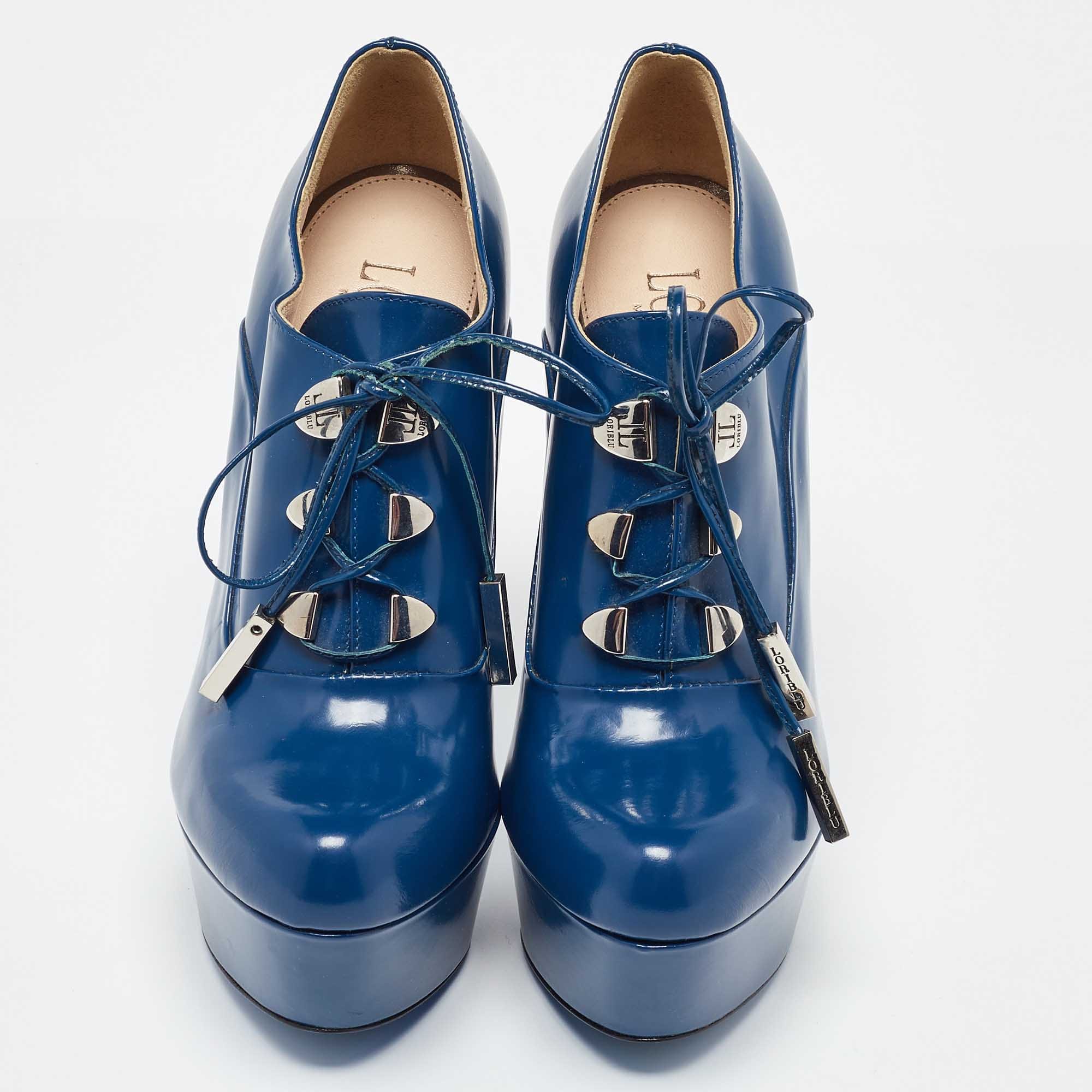 Loriblu Blue Patent Leather Booties