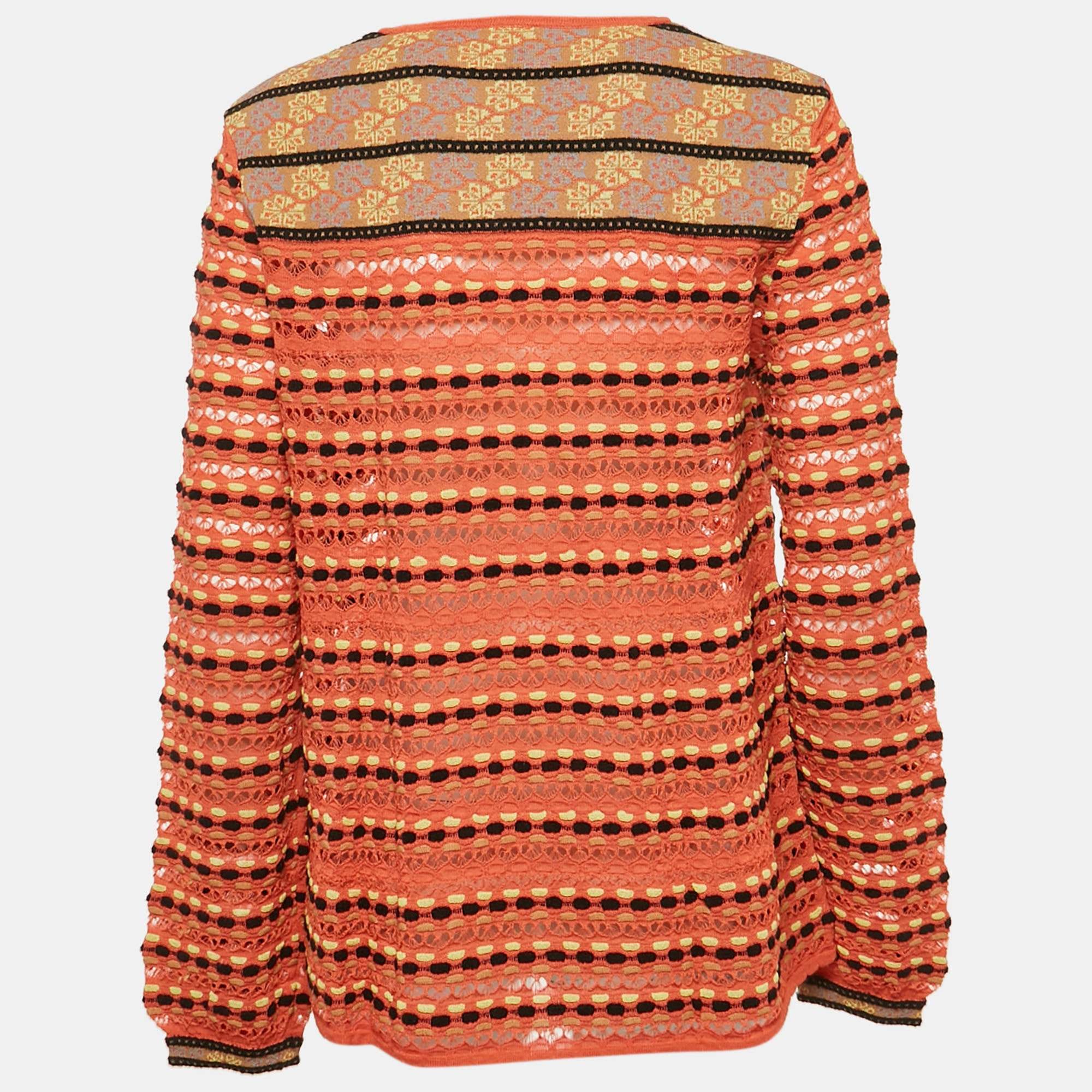 M Missoni Multicolor Patterned Knit Long Sleeve Top