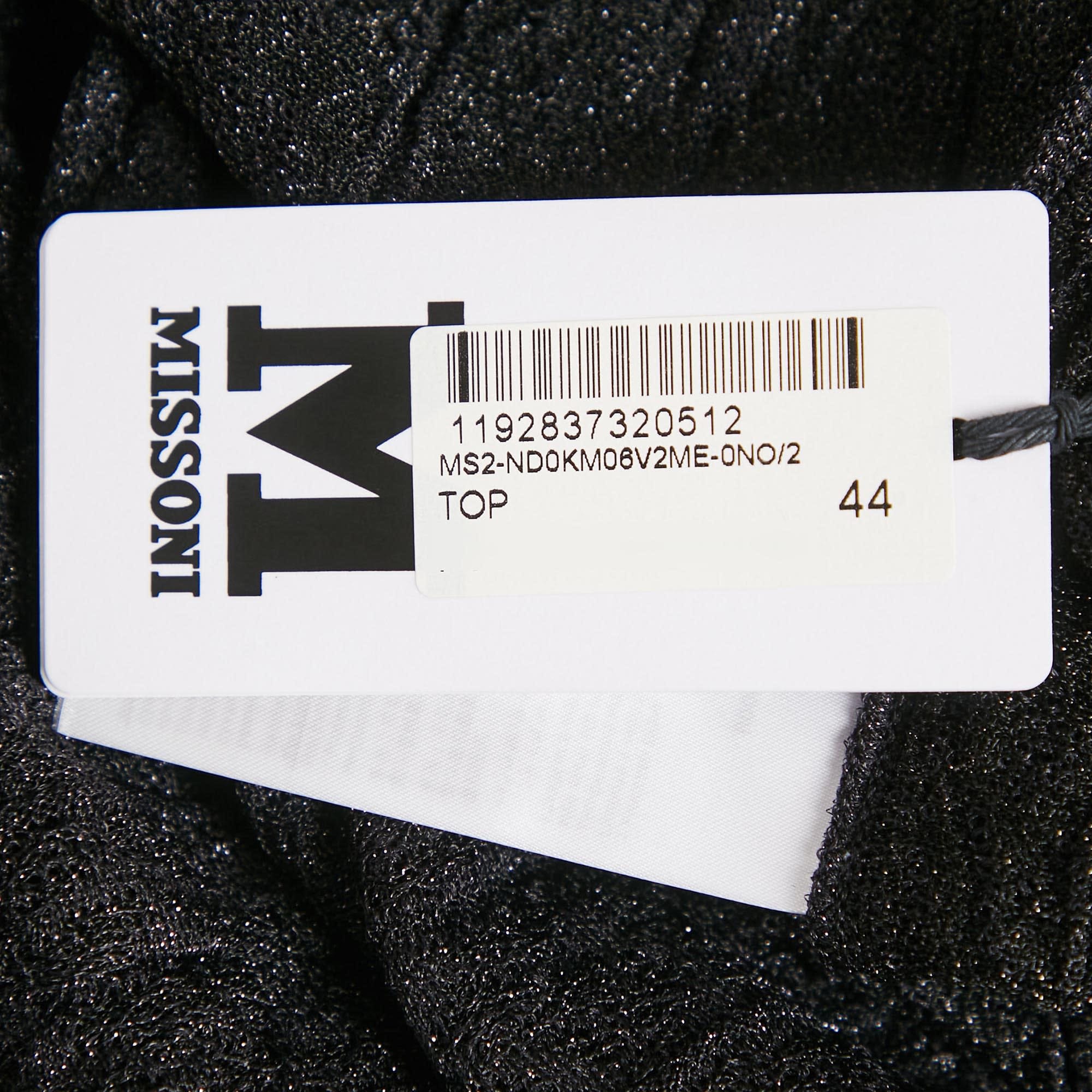 M Missoni Black Lurex Knit Gathered Sleeveless Top