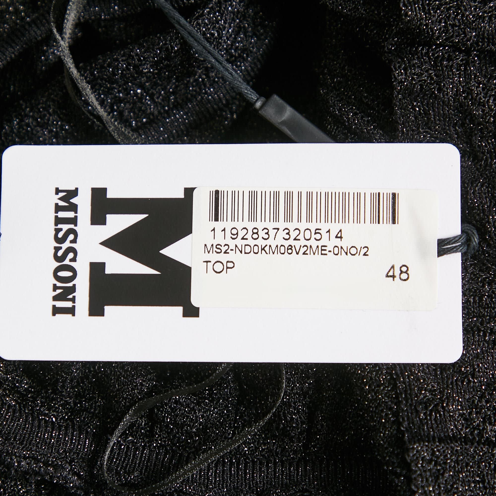 M Missoni Black Lurex Knit Gathered Sleeveless Top
