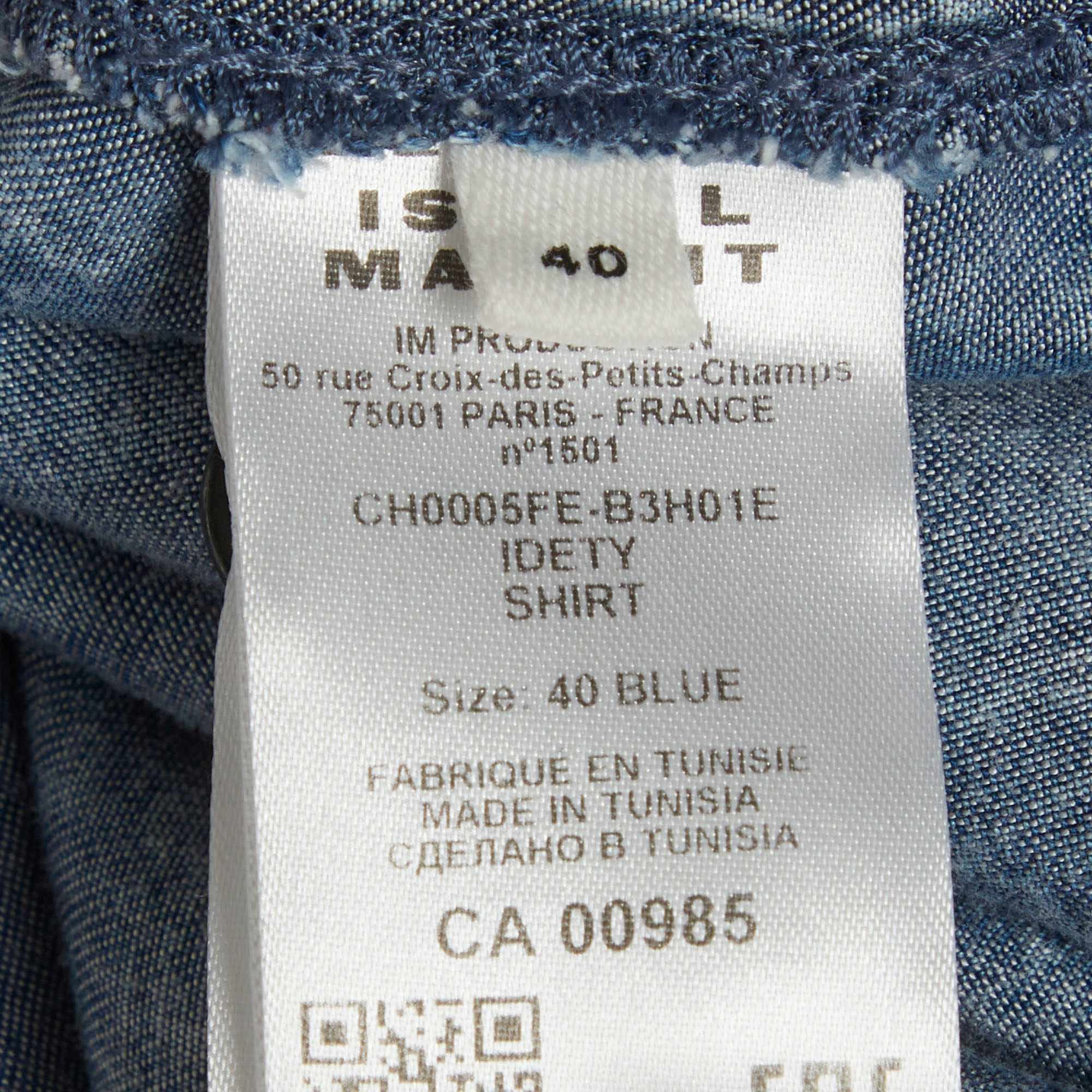 Isabel Marant Etoile Blue Chambray Ruffle Top