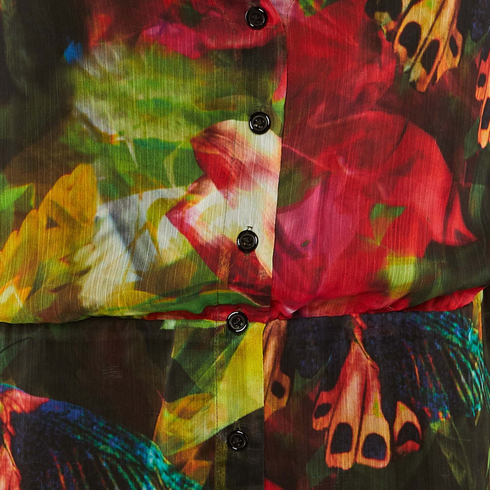 BUTTERFLY Multicolor Floral Butterfly Print Crepe Top
